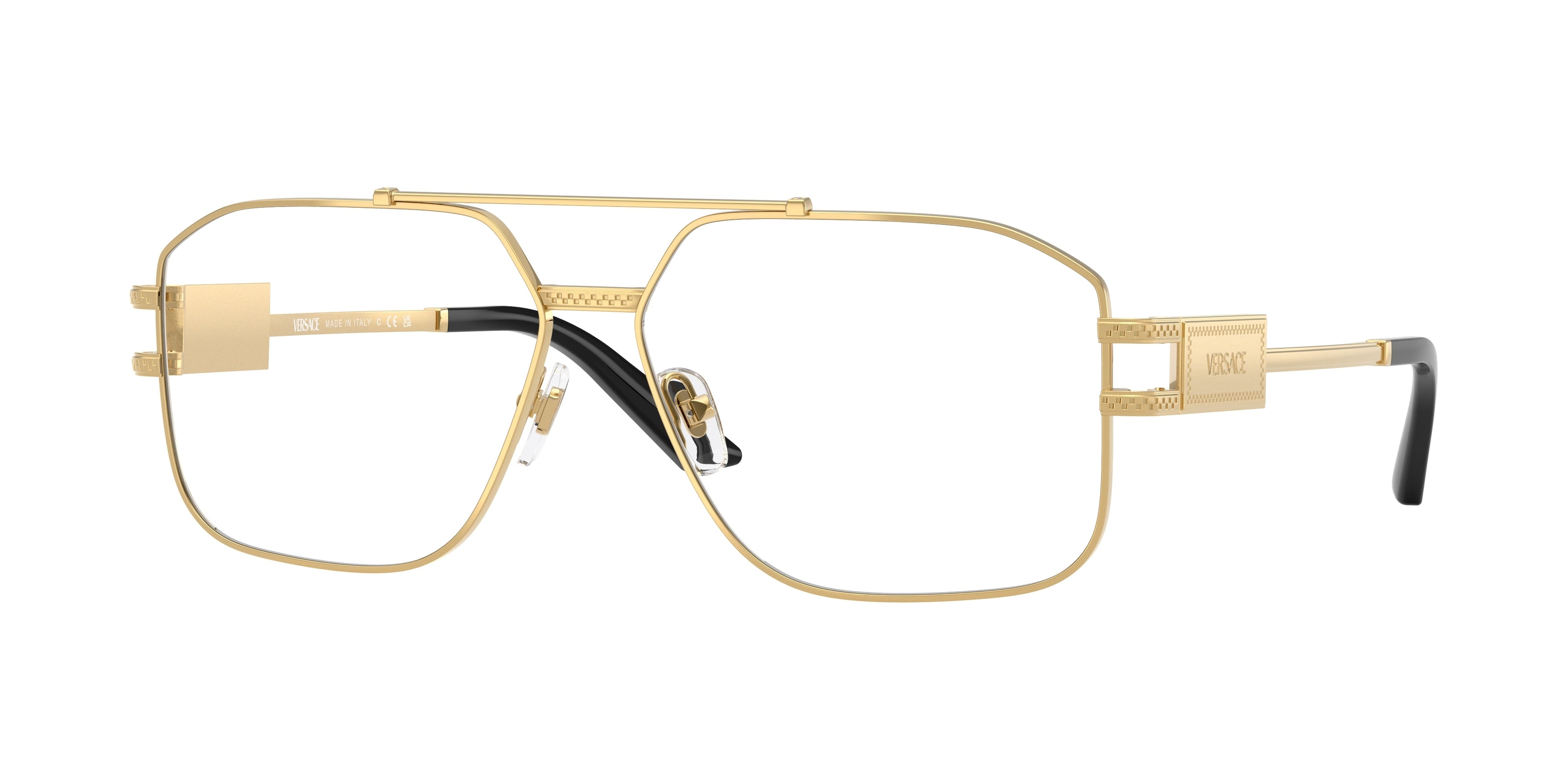 Versace VE1302 Square Eyeglasses 1002-Gold 59-140-13 - Color Map Gold