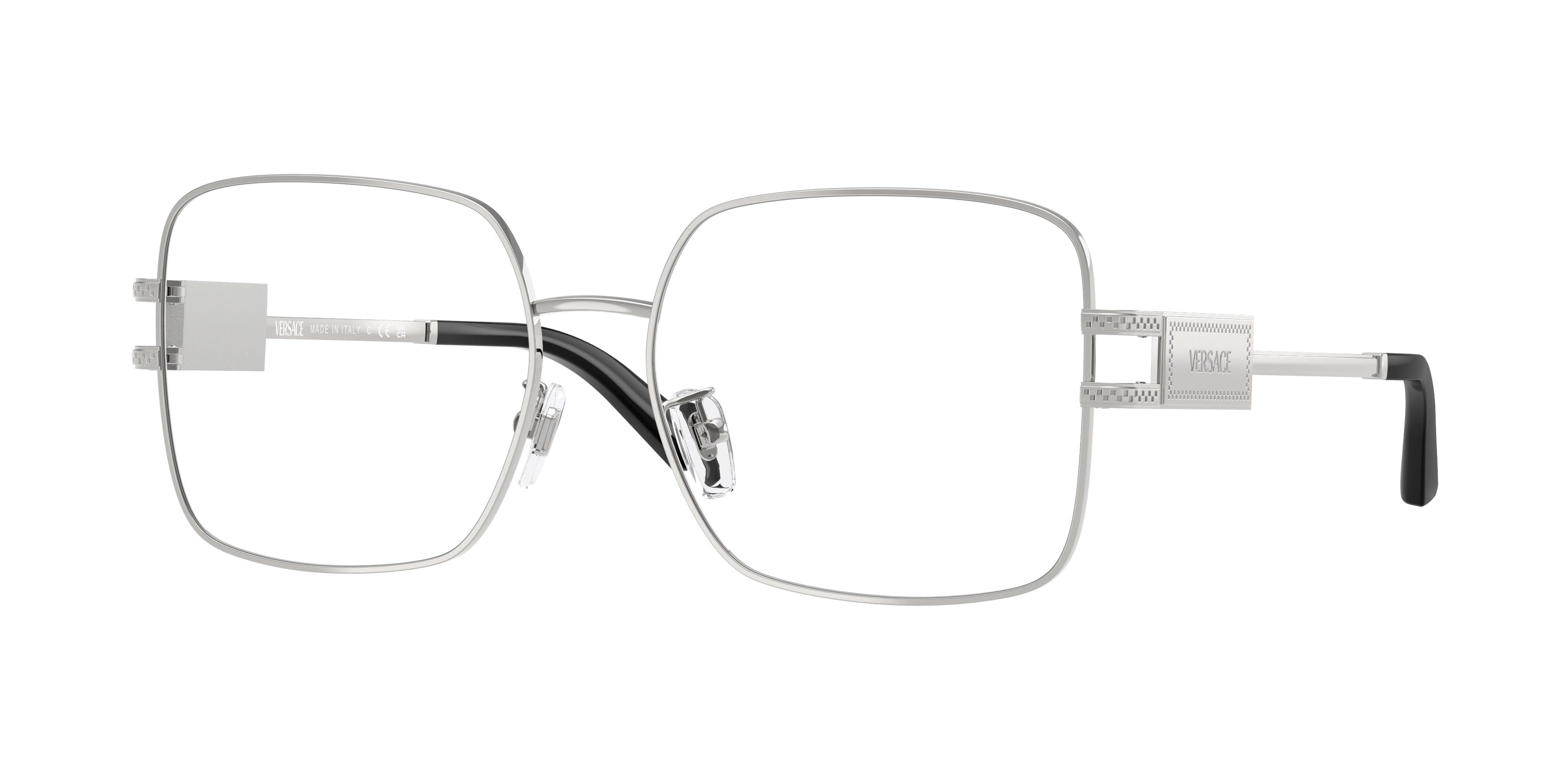 Versace VE1303D Square Eyeglasses 1000-Silver 56-140-16 - Color Map Silver