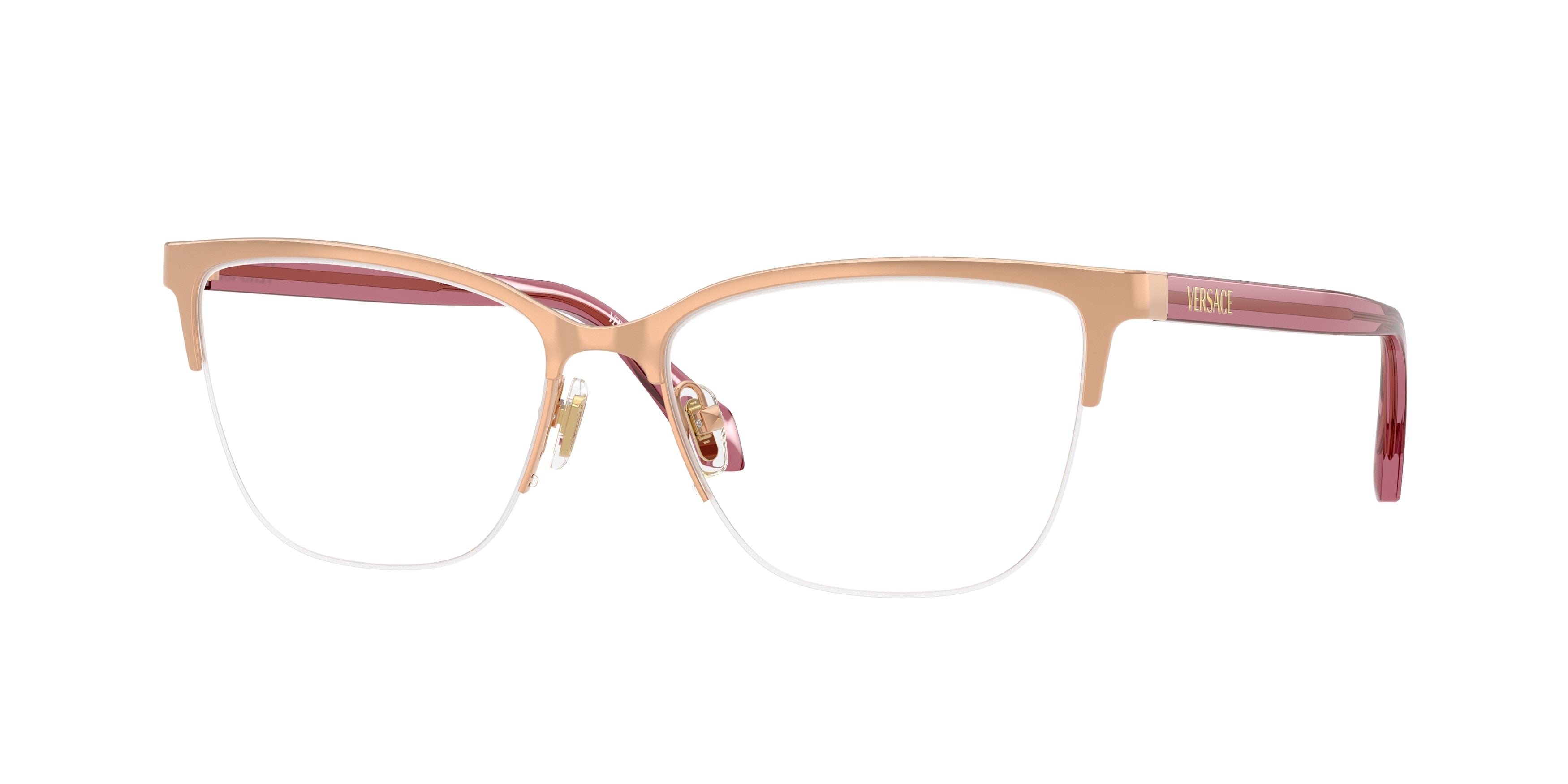 Versace VE1304 Cat Eye Eyeglasses 1412-Rose Gold 54-140-16 - Color Map Gold