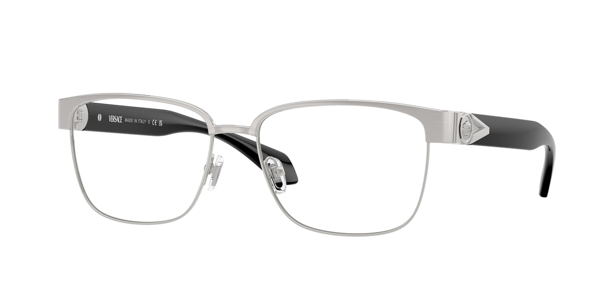Versace VE1306 Square Eyeglasses 1266-Silver Brushed 57-140-16 - Color Map Silver