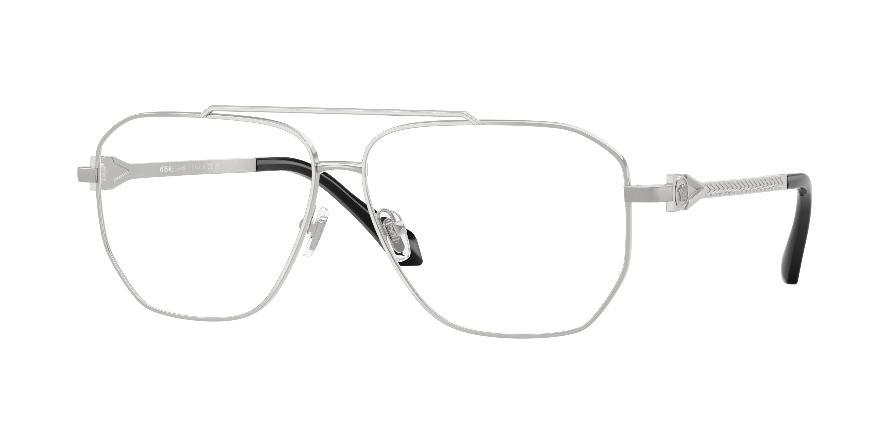 Versace VE1307 Square Eyeglasses  1000-Silver 59-140-12 - Color Map Silver