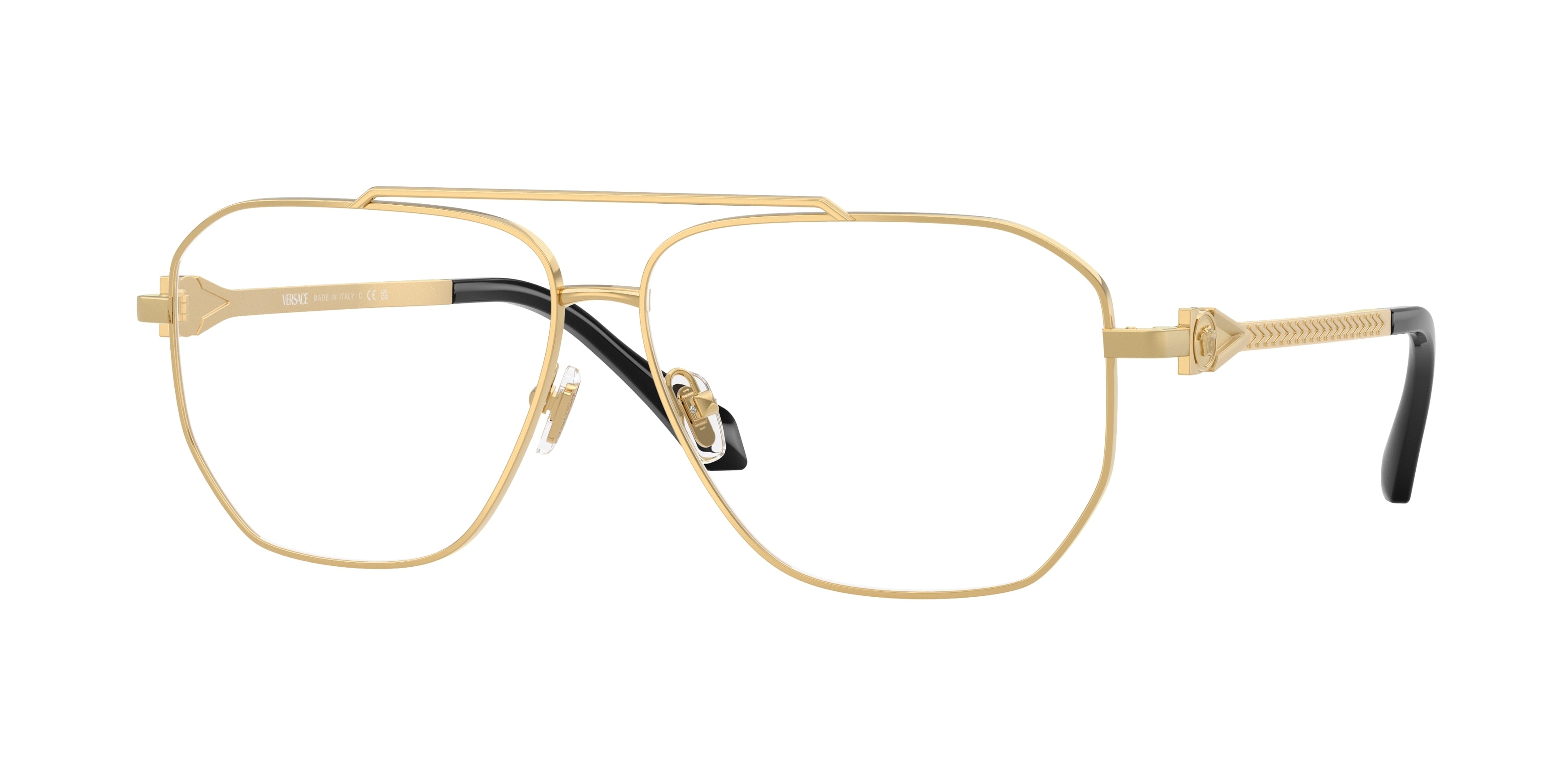 Versace VE1307 Square Eyeglasses 1002-Gold 59-140-12 - Color Map Gold