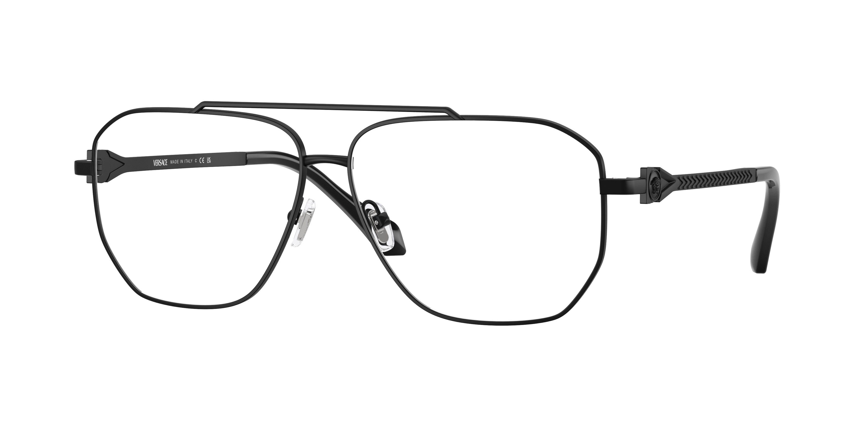 Versace VE1307 Square Eyeglasses 1436-Matte Black 59-140-12 - Color Map Black