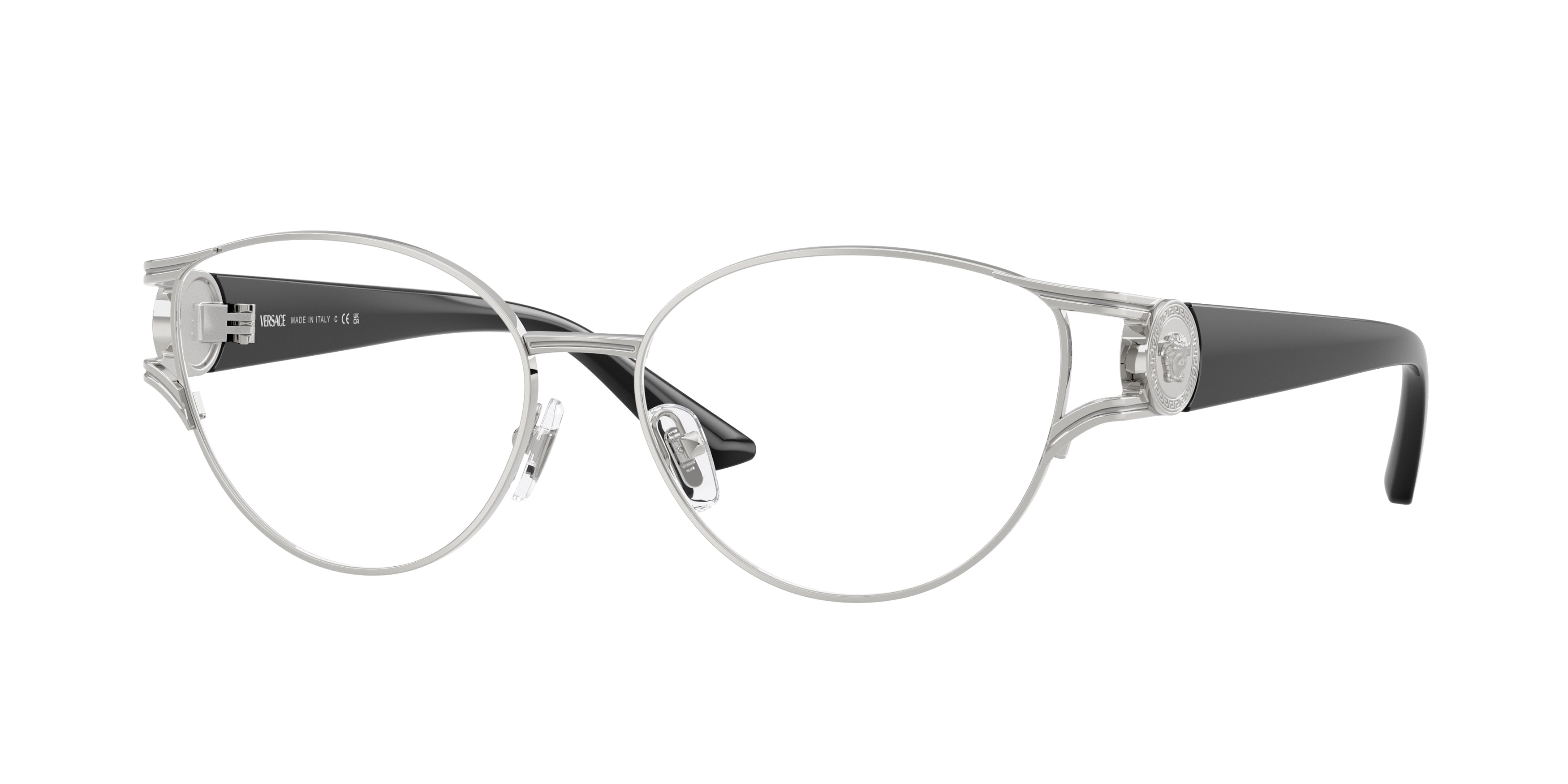 Versace VE1309 Cat Eye Eyeglasses 1001-Silver 54-130-15 - Color Map Silver