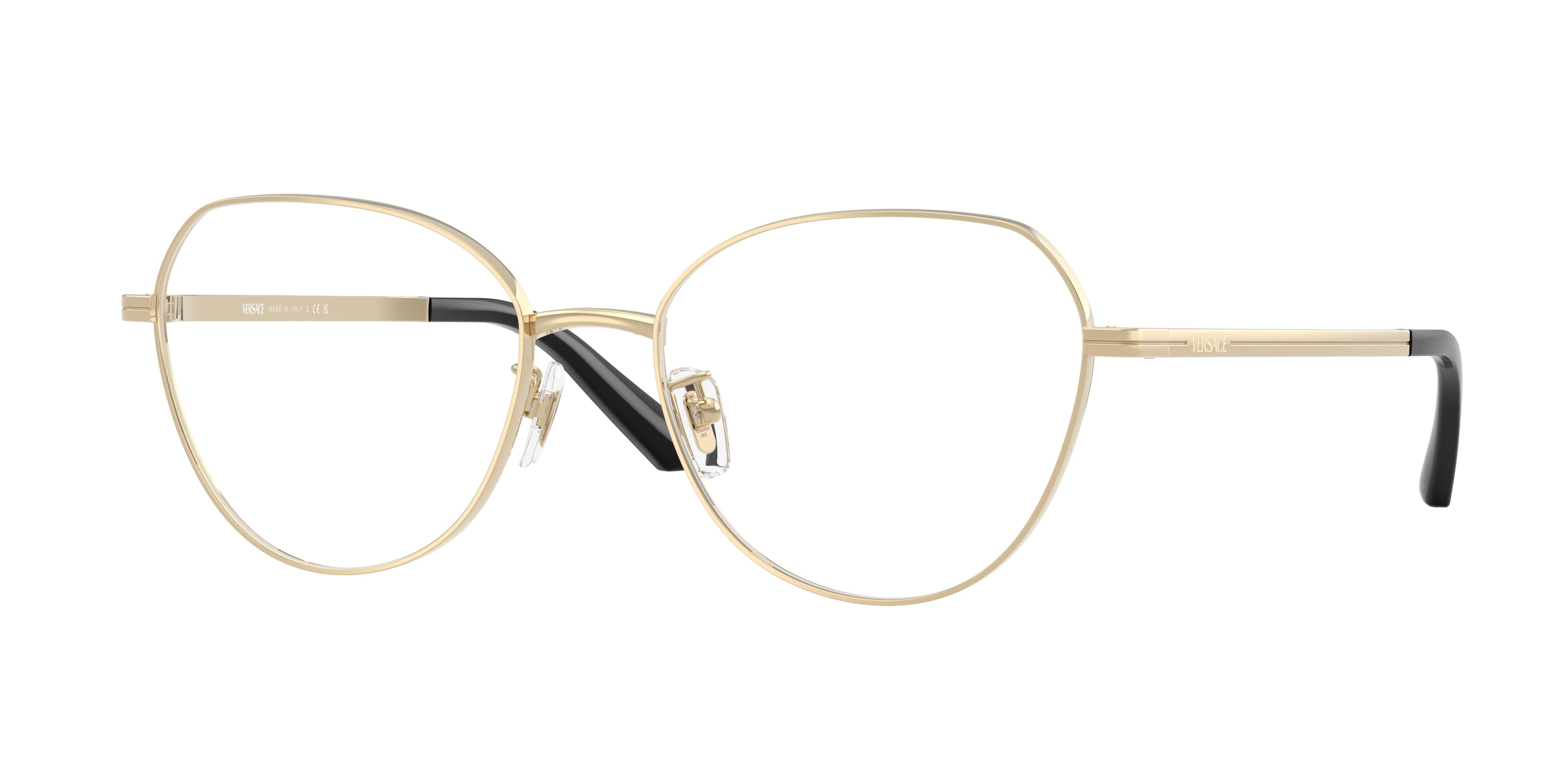 Versace VE1313D Phantos Eyeglasses 1252-Pale Gold 55-145-18 - Color Map Gold