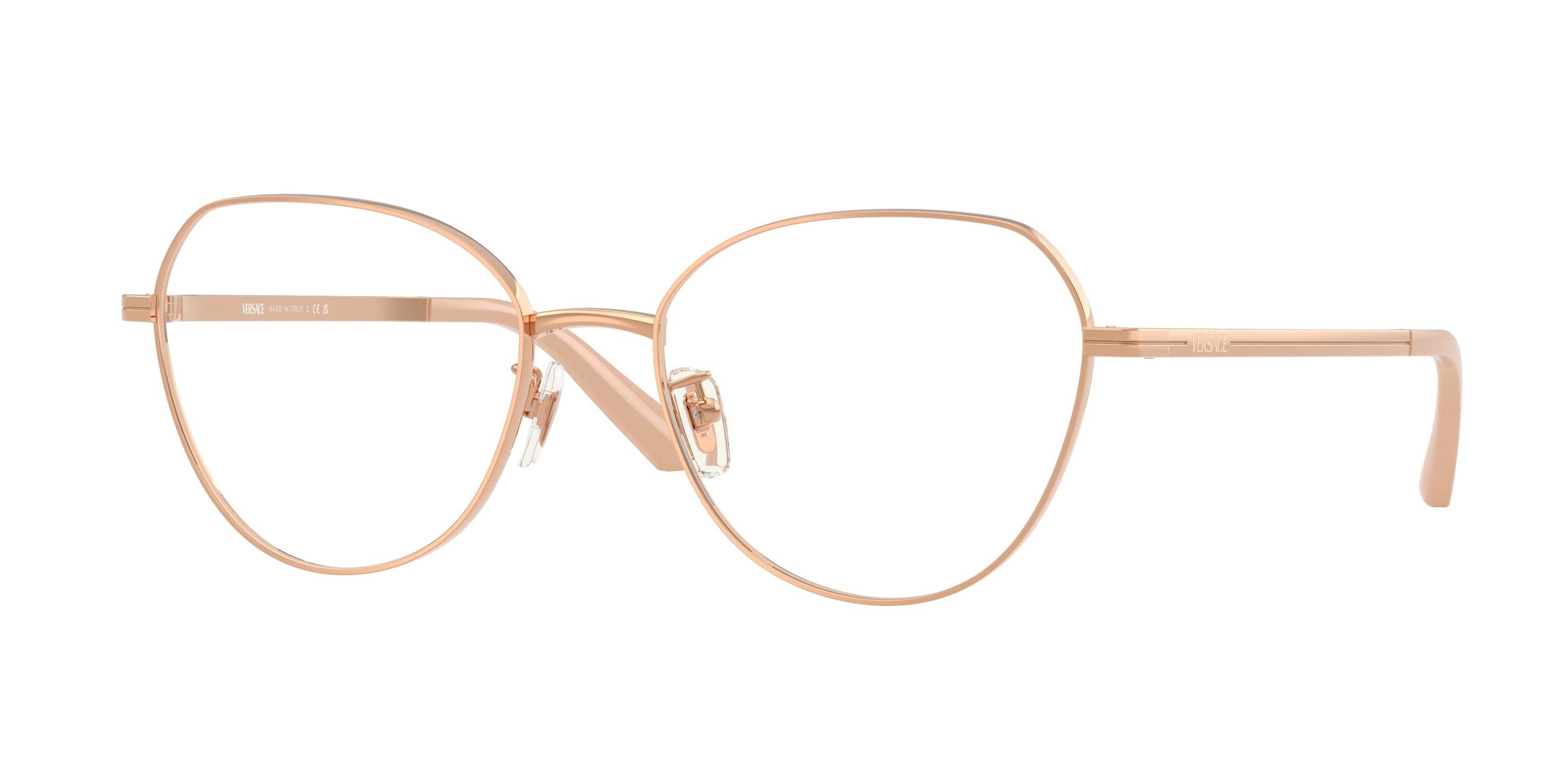 Versace VE1313D Phantos Eyeglasses 1412-Rose Gold 55-145-18 - Color Map Gold