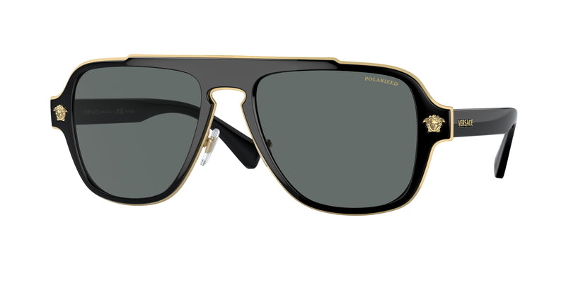 Versace VE2199 Irregular Sunglasses 100281-Black 56-145-18 - Color Map Black