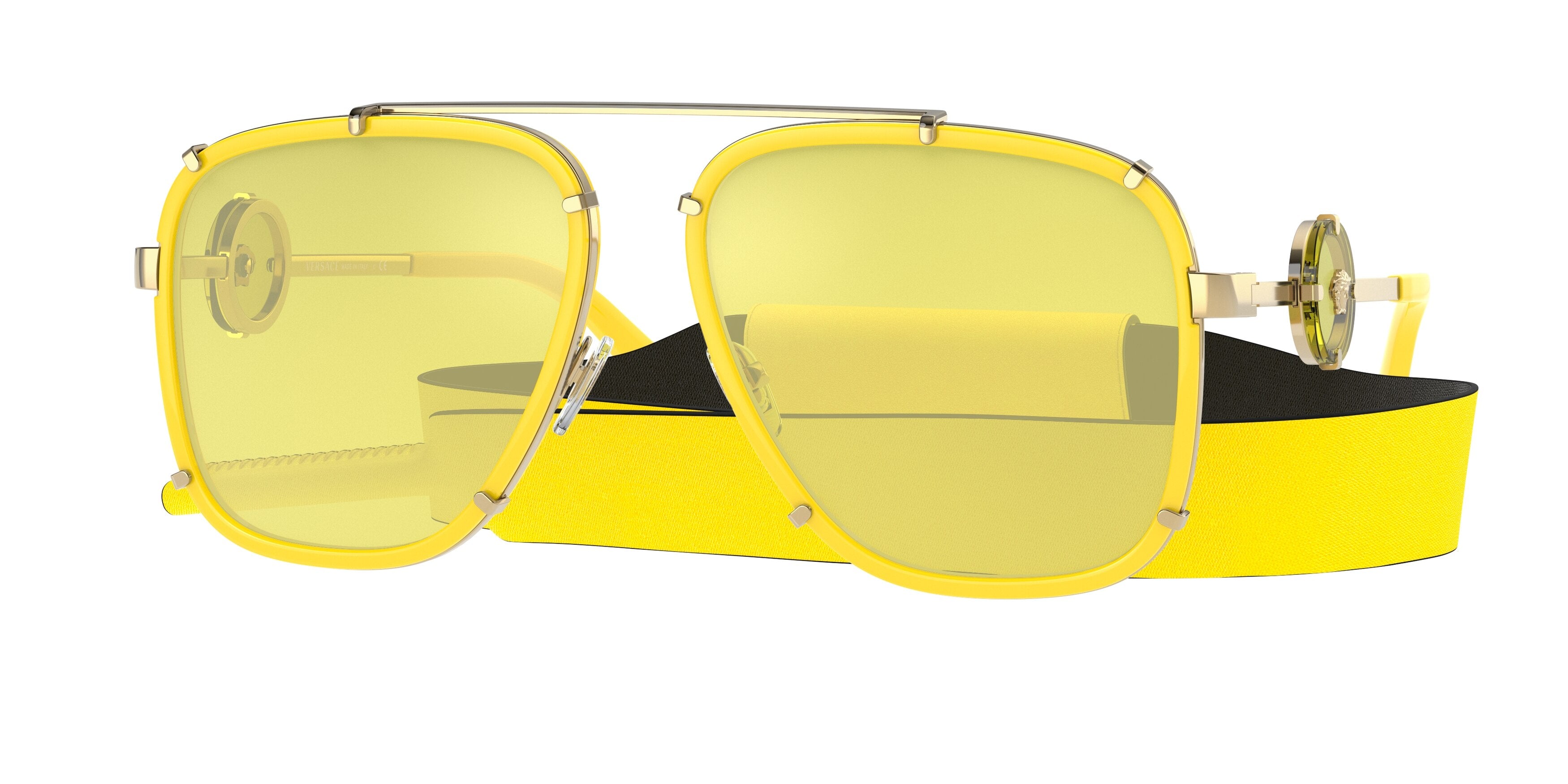 Versace VE2233 Irregular Sunglasses 14736D-Yellow 59-145-16 - Color Map Yellow