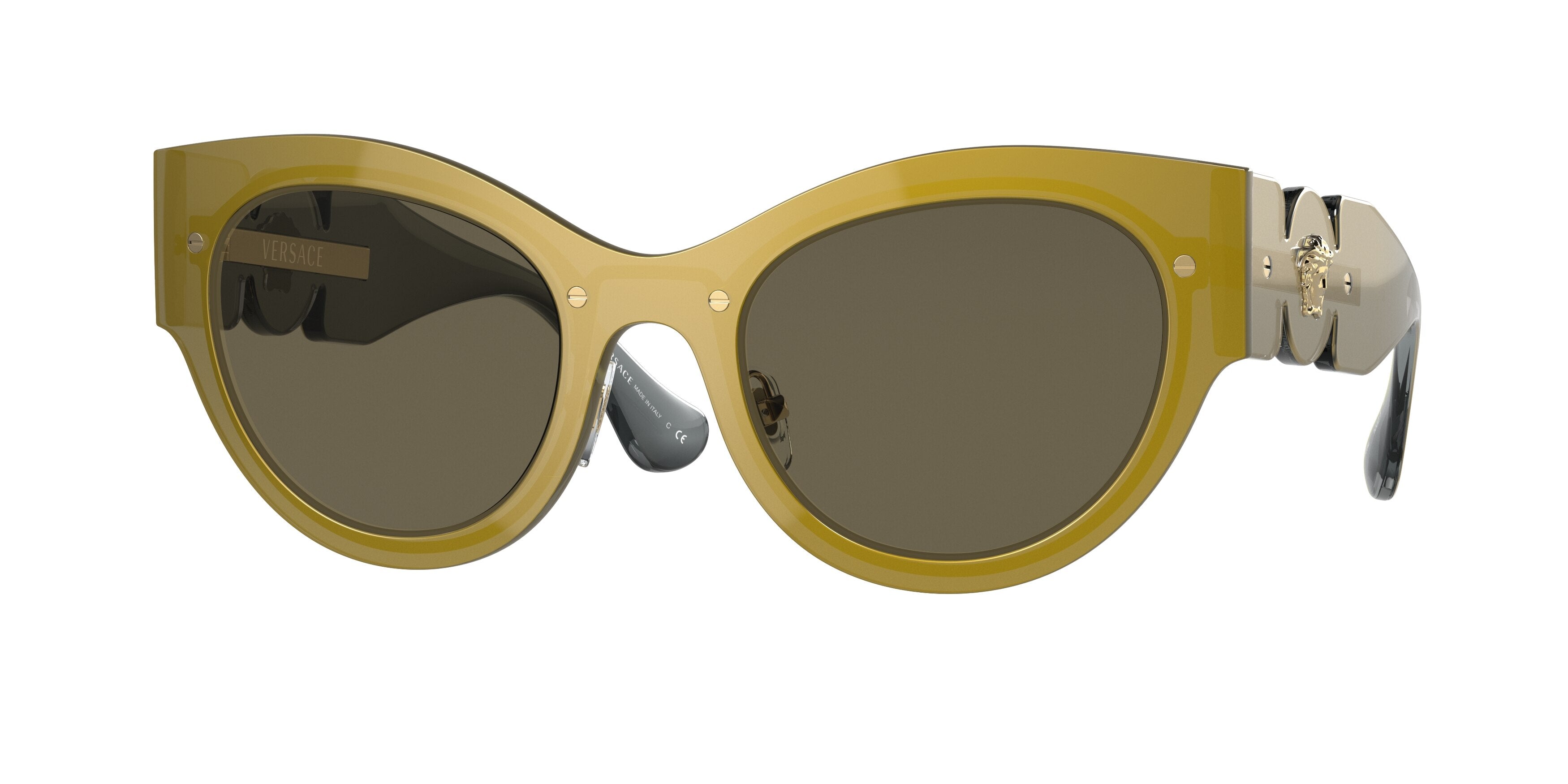 Versace VE2234 Butterfly Sunglasses 1002/3-Transparent Brown Mirror Gold 53-140-24 - Color Map Brown