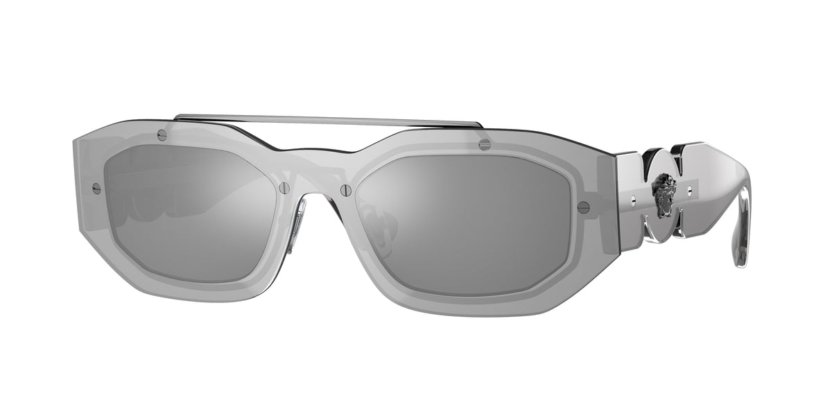 Versace VE2235 Irregular Sunglasses 10016G-Transp Grey Mirror Silver 51-140-20 - Color Map Grey