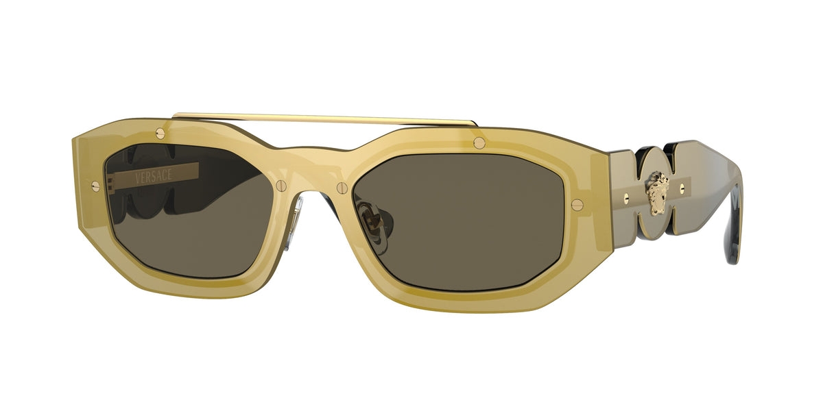 Versace VE2235 Irregular Sunglasses 1002/3-Transparent Brown Mirror Gold 51-140-20 - Color Map Brown