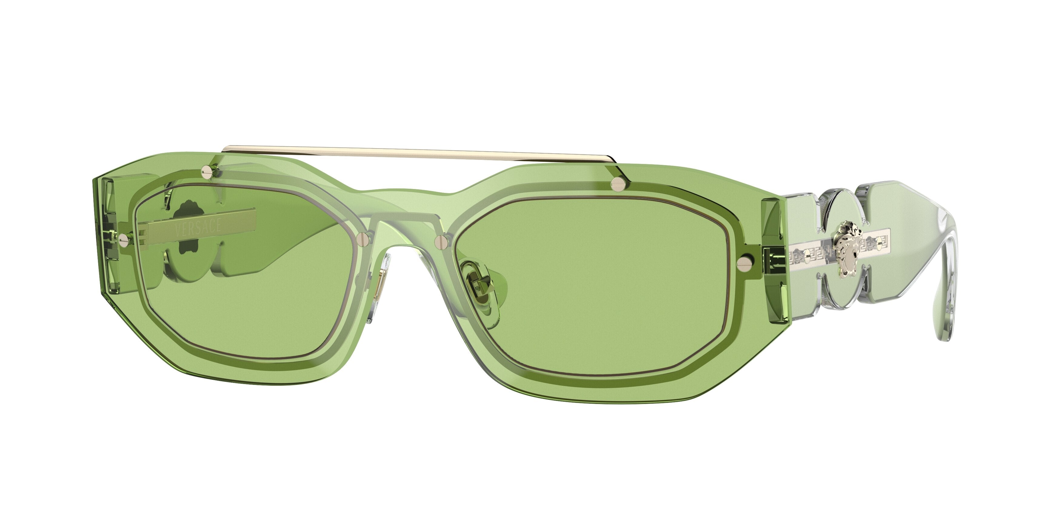 Versace VE2235 Irregular Sunglasses 1252/2-Transparent Light Green 51-140-20 - Color Map Green
