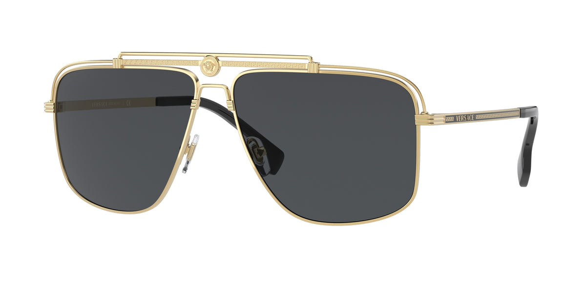 Versace VE2242 Rectangle Sunglasses 100287-Gold 61-145-13 - Color Map Gold