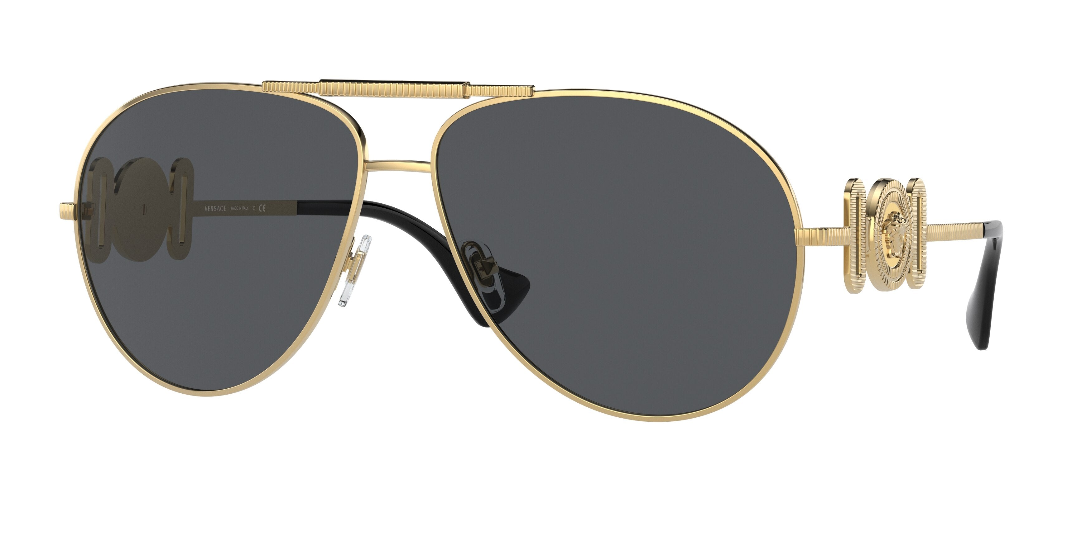 Versace VE2249 Pilot Sunglasses 100287-Gold 65-145-14 - Color Map Gold