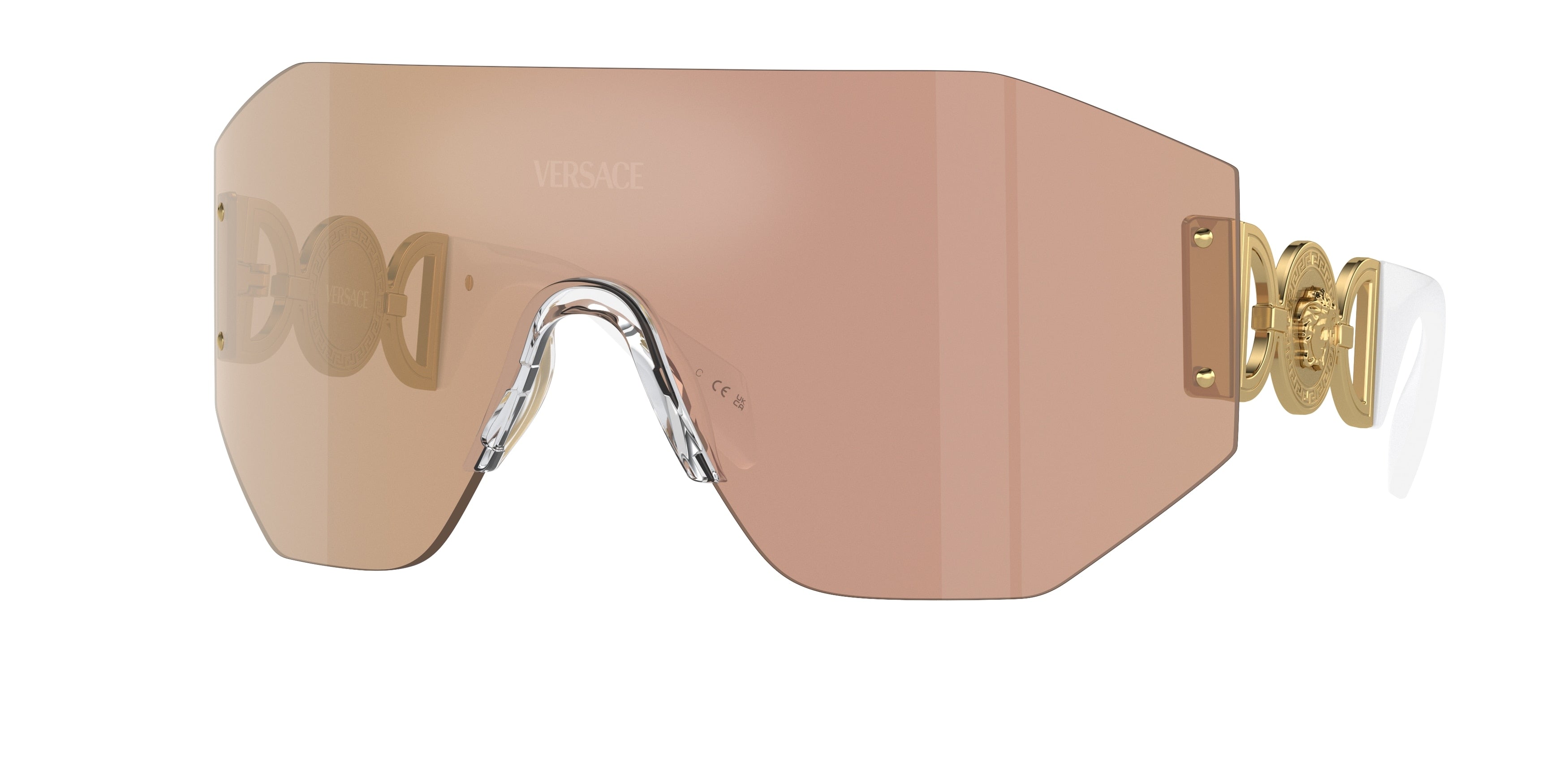 Versace VE2258 Irregular Sunglasses 10027J-Dark Brown Mirror Rose Gold 0-125-145 - Color Map Pink