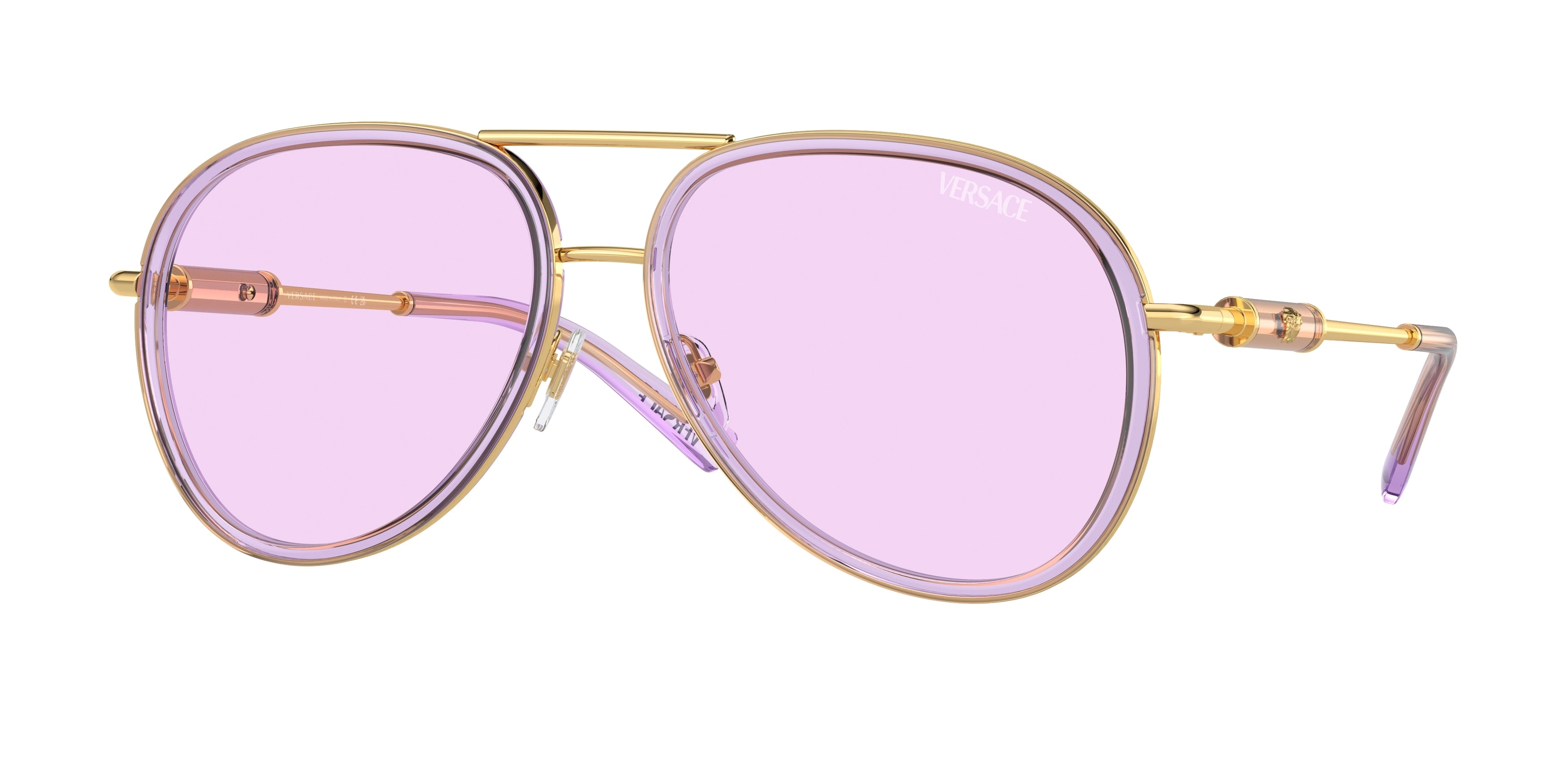 Versace VE2260 Pilot Sunglasses 10021A-Lilac Transparent 60-140-16 - Color Map Violet