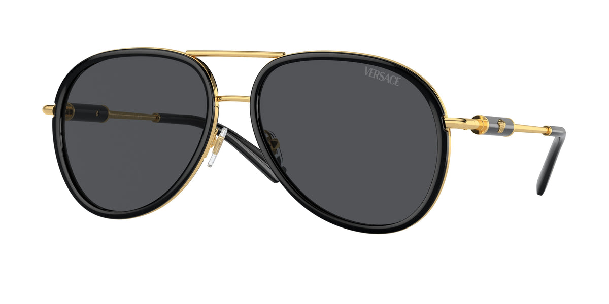Versace VE2260 Pilot Sunglasses 100287-Black 60-140-16 - Color Map Black