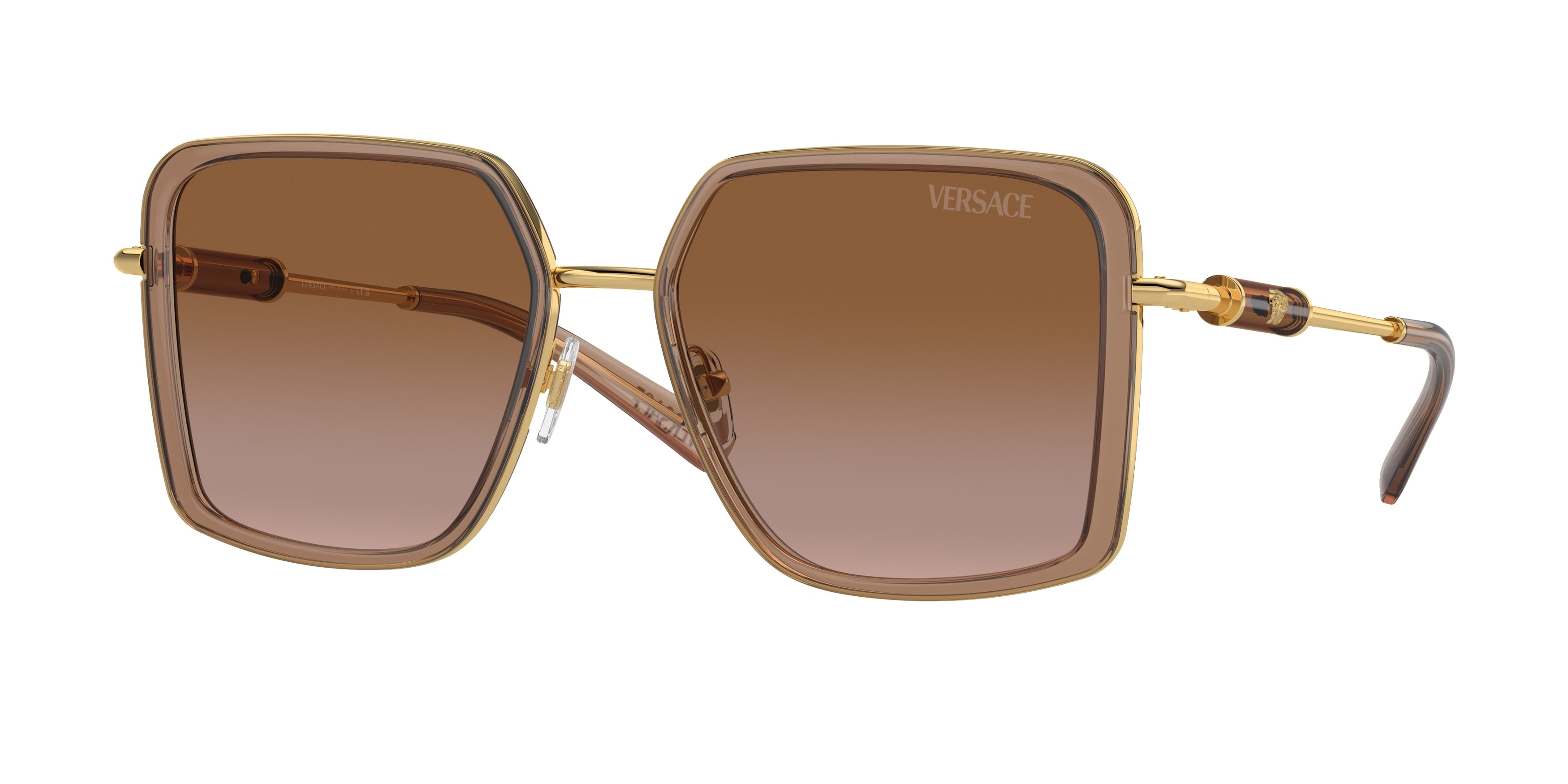 Versace VE2261 Square Sunglasses 100213-Brown Transparent 56-140-18 - Color Map Brown