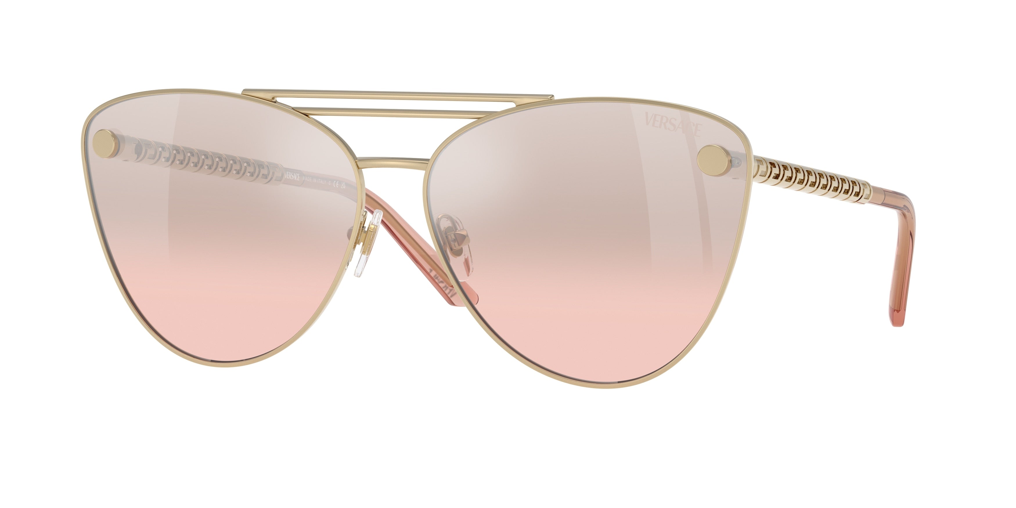 Versace VE2267 Cat Eye Sunglasses 12527E-Pale Gold 64-140-14 - Color Map Gold