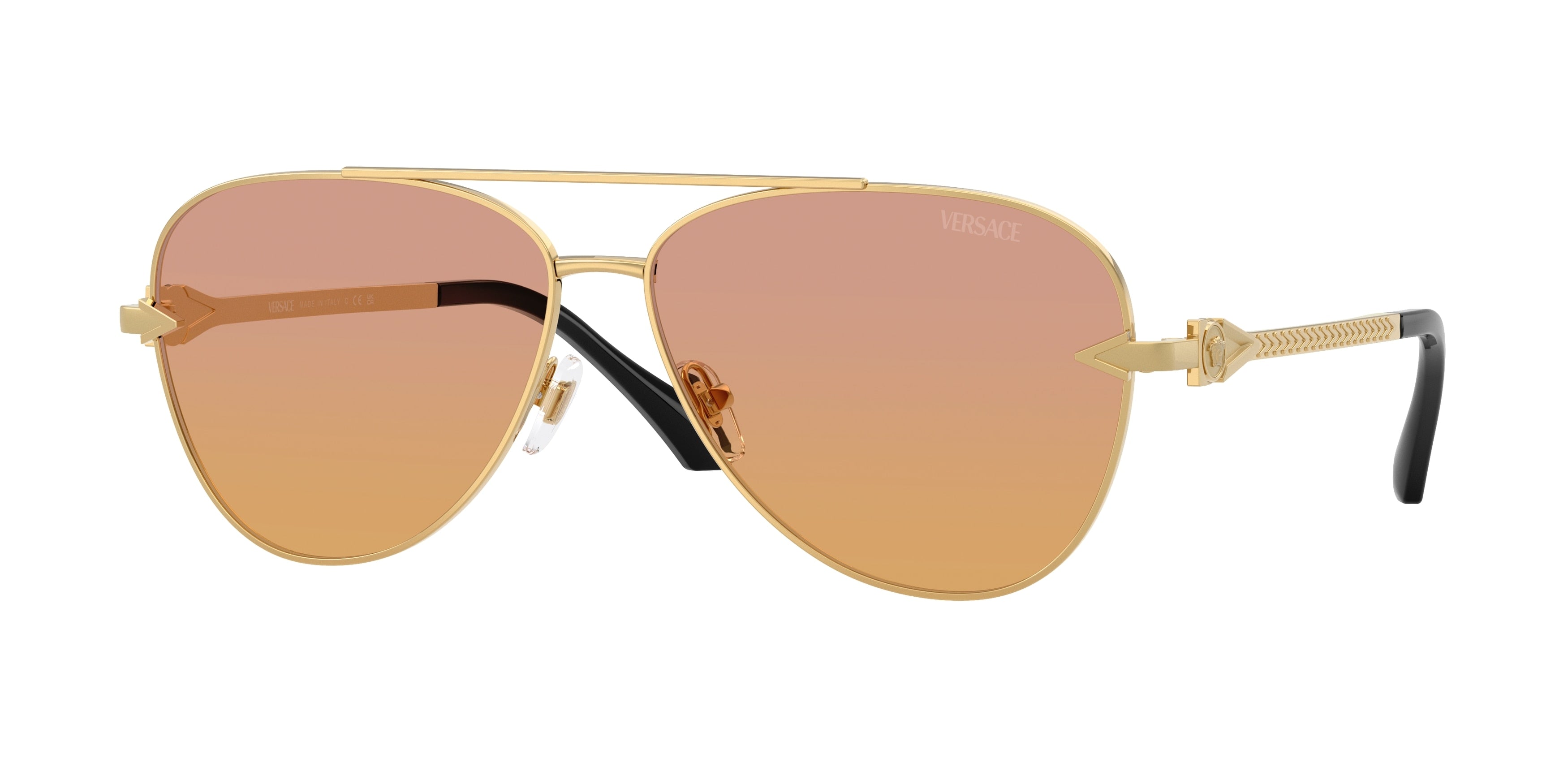 Versace VE2283 Pilot Sunglasses 1002EL-Gold 61-140-13 - Color Map Gold