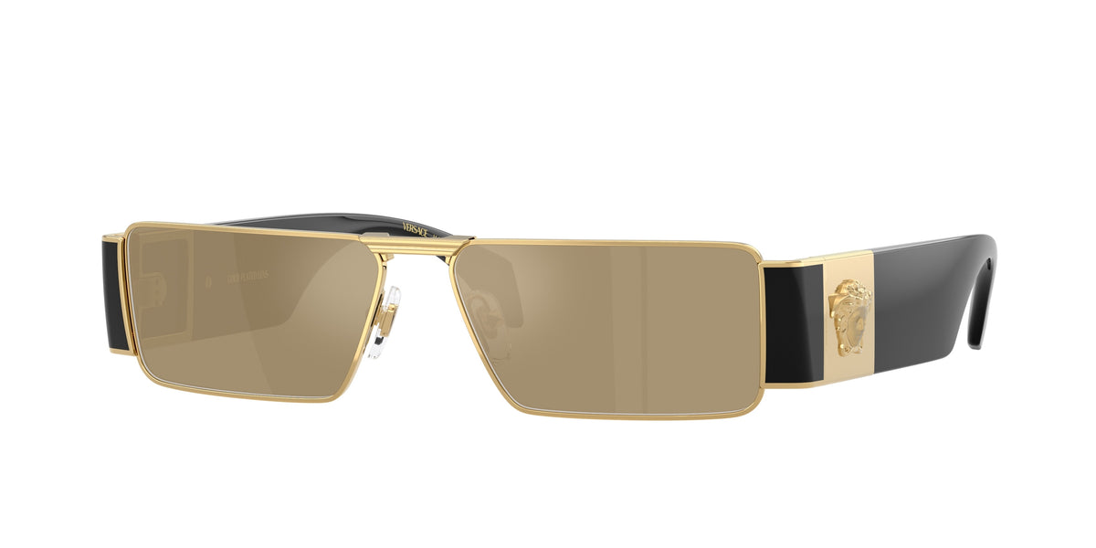 Versace VE2286 Rectangle Sunglasses 100203-Gold 57-140-14 - Color Map Gold
