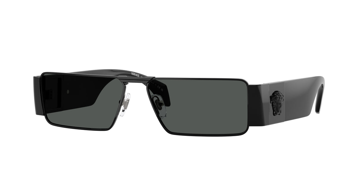 Versace VE2286 Rectangle Sunglasses 100987-Black 57-140-14 - Color Map Black