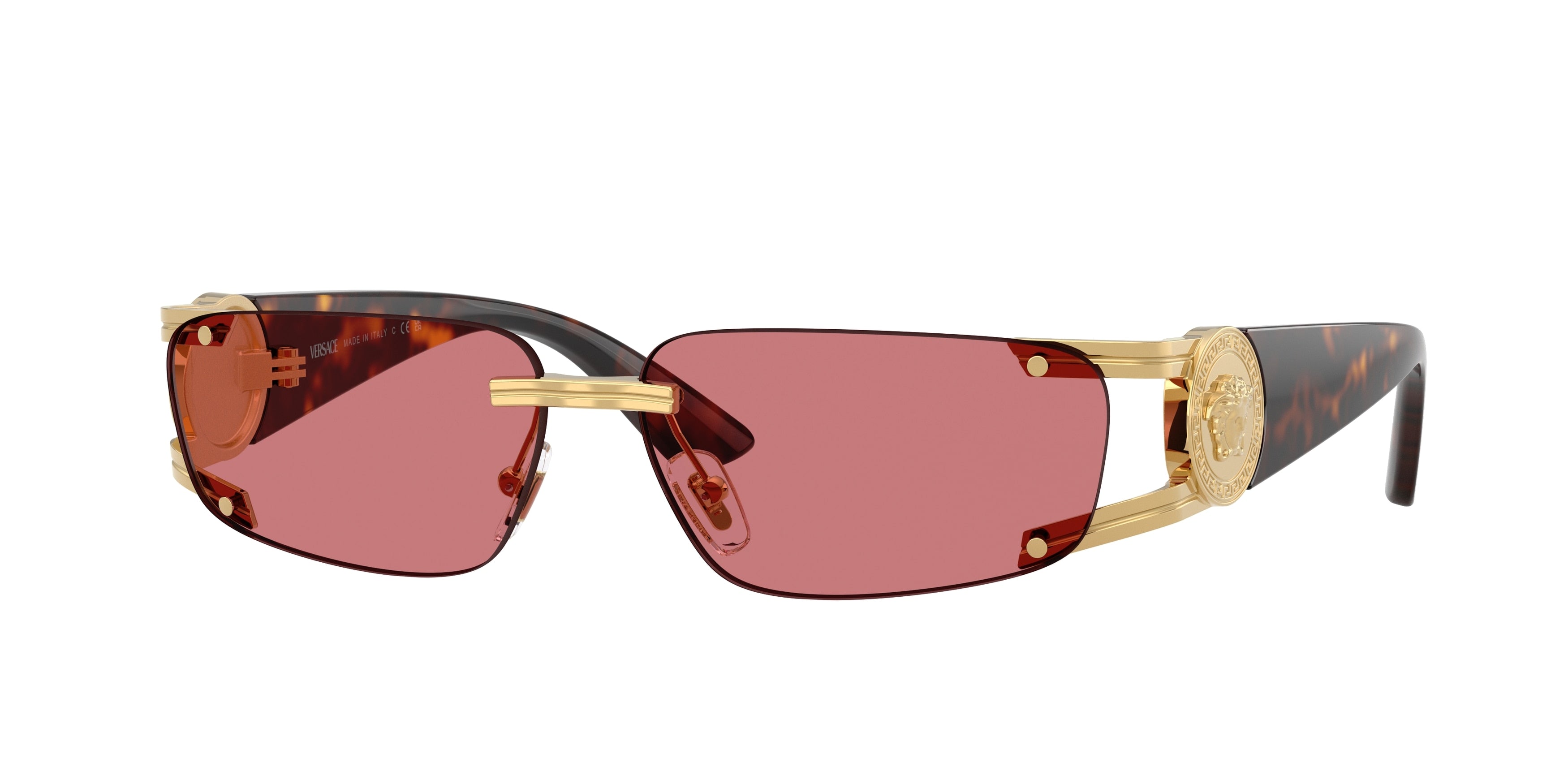 Versace VE2291 Rectangle Sunglasses  100275-Gold 59-115-13 - Color Map Gold