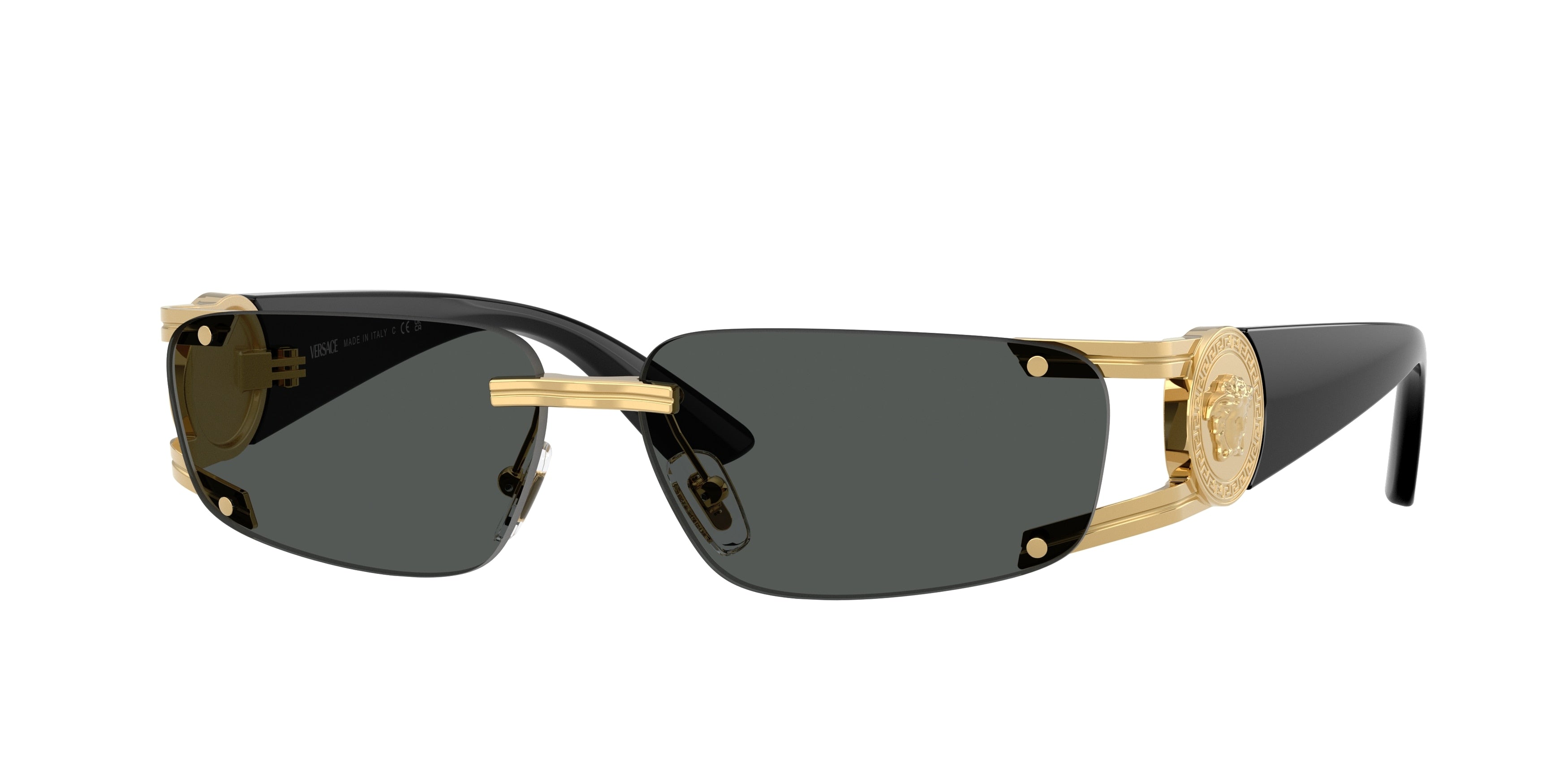 Versace VE2291 Rectangle Sunglasses  100287-Gold 59-115-13 - Color Map Gold