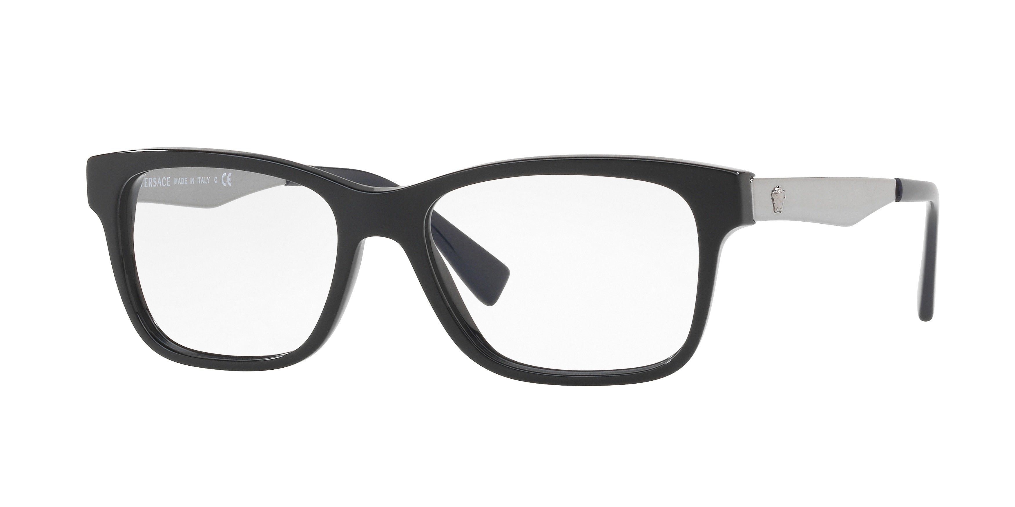 Versace Classic Rectangular Metal Eyeglasses in Black Versace VE3328F Rectangular Eyeglasses For Men main image 3