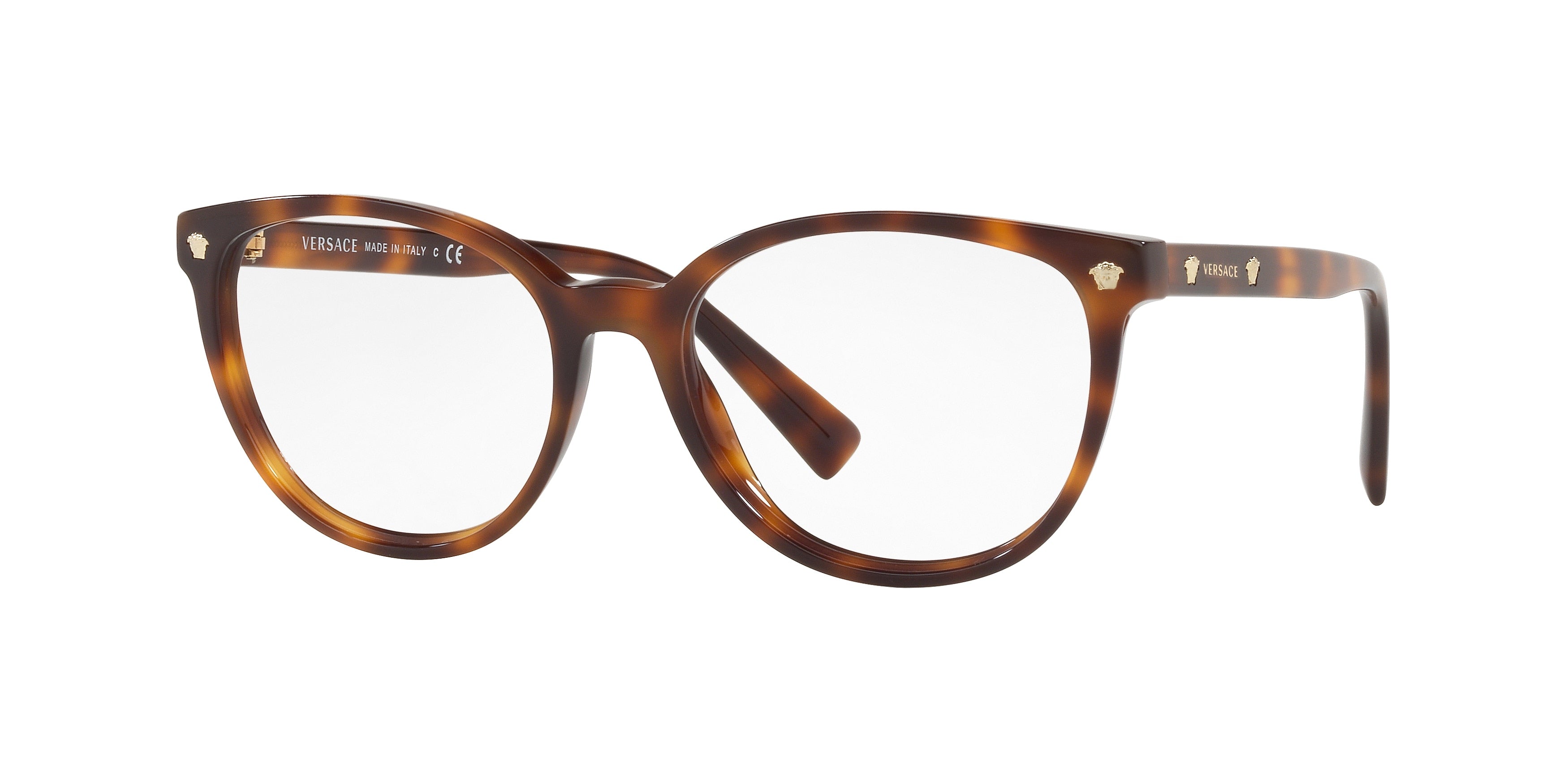 Versace VE3256 Round Eyeglasses 5264-Havana 52-140-17 - Color Map Tortoise
