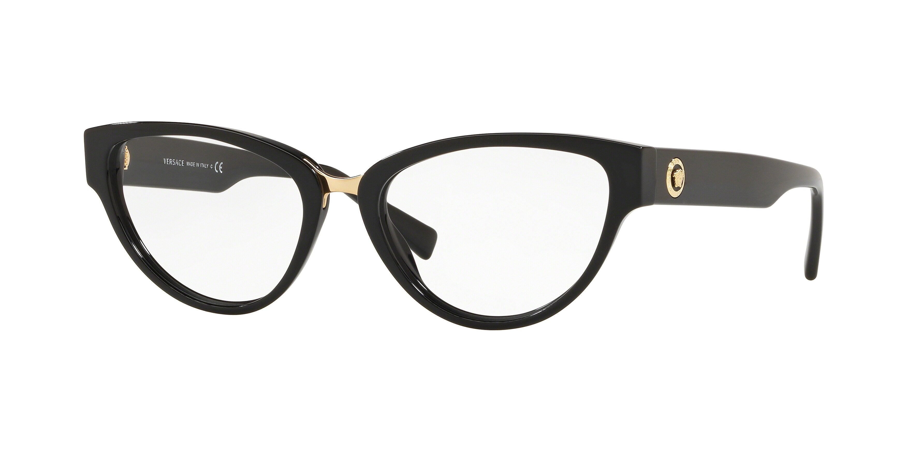 Versace VE3267 Cat Eye Eyeglasses  GB1-Black 53-140-17 - Color Map Black
