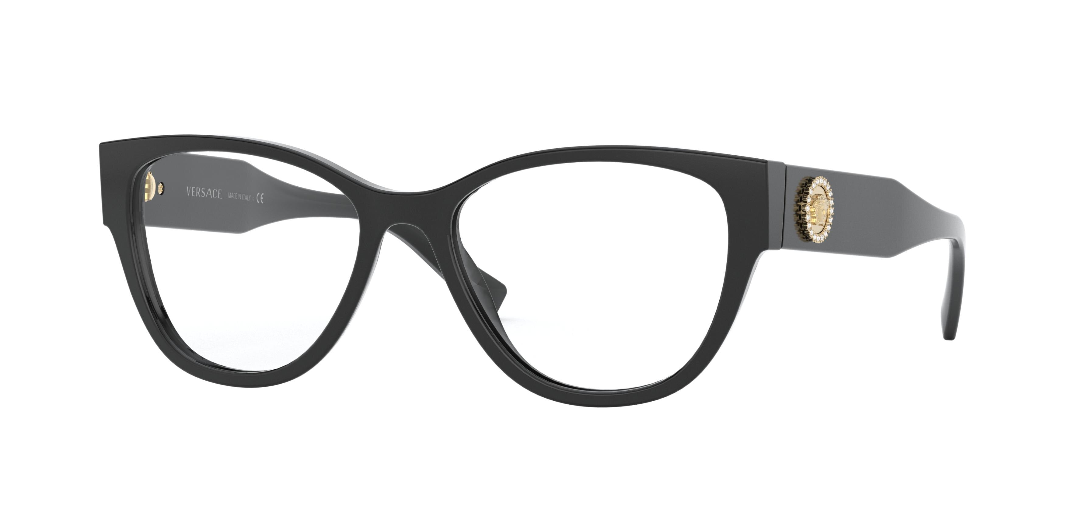 Versace VE3281B Cat Eye Eyeglasses GB1-Black 53-140-17 - Color Map Black