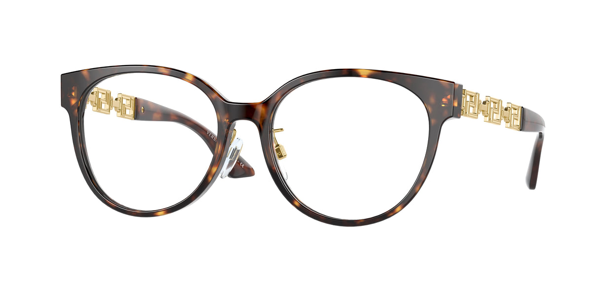 Versace VE3302D Phantos Eyeglasses 108-Dark Havana 54-140-17 - Color Map Brown