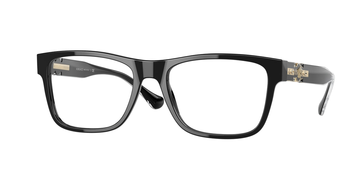 Versace VE3303 Rectangle Eyeglasses GB1-Black 57-140-18 - Color Map Black