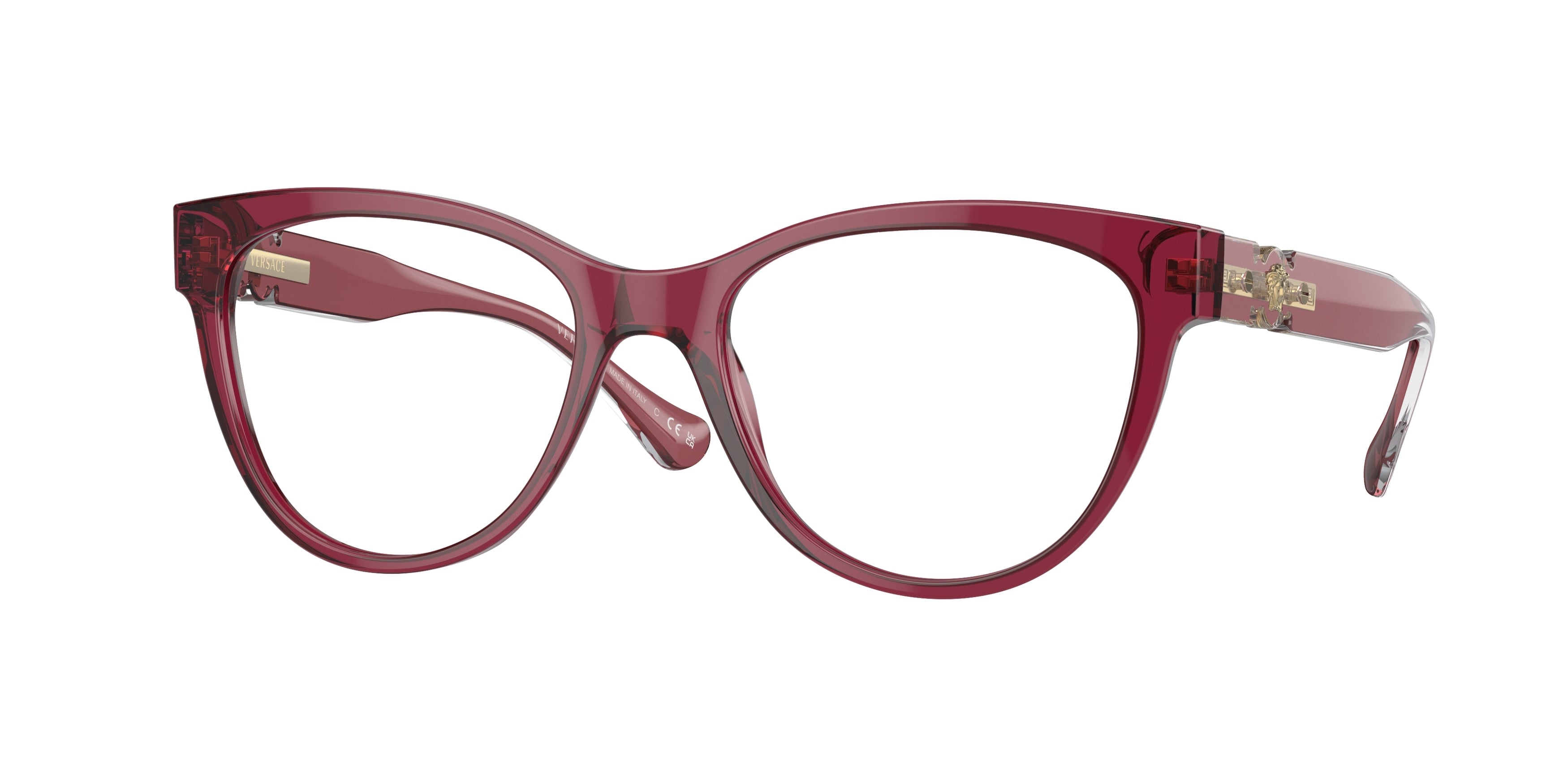Versace VE3304 Cat Eye Eyeglasses  5357-Transparent Red 51-140-18 - Color Map Red