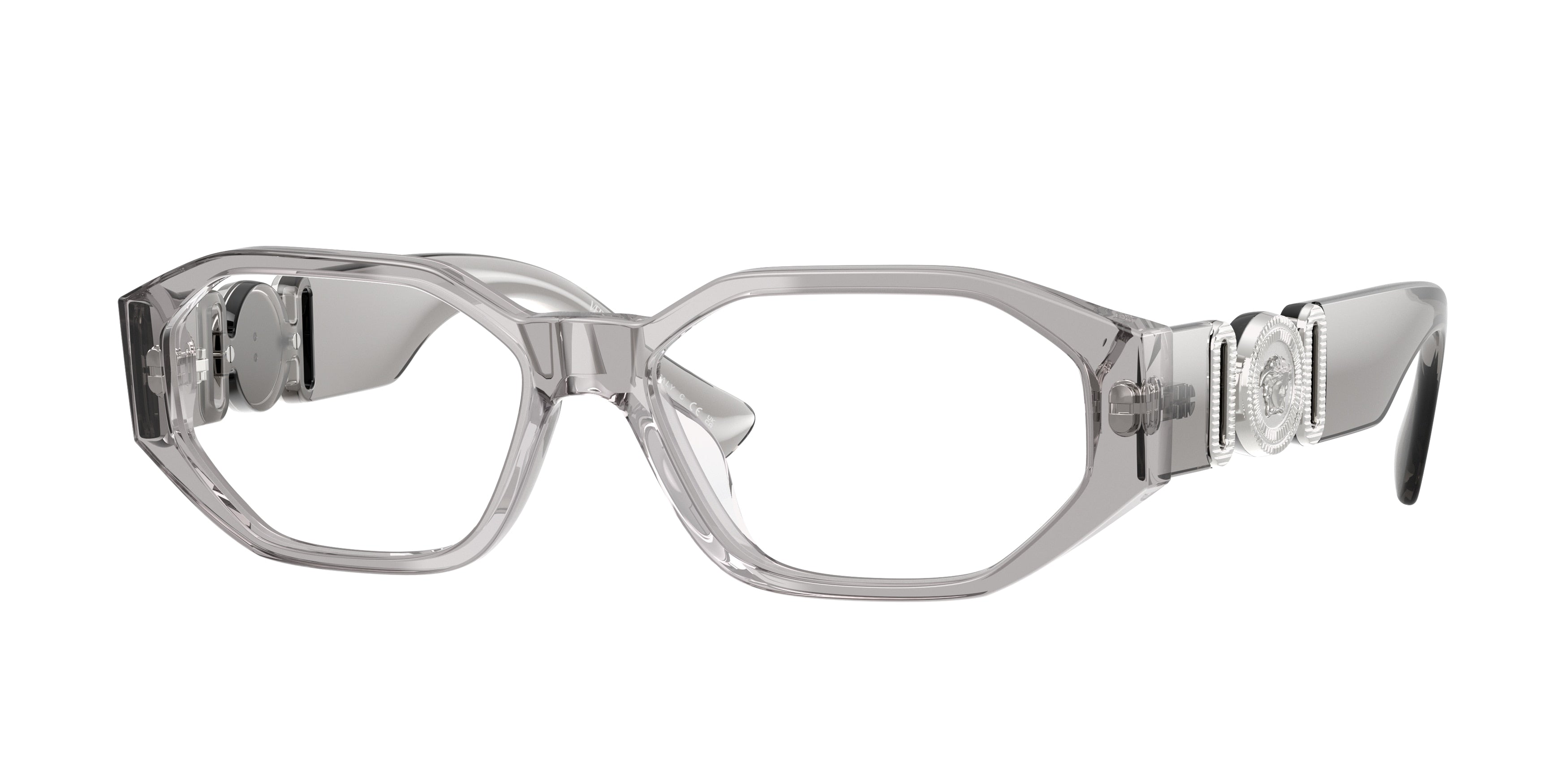 Versace VE3320U Irregular Eyeglasses 593-Grey Transparent 56-145-16 - Color Map Grey