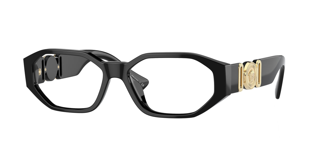 Versace VE3320U Irregular Eyeglasses GB1-Black 56-145-16 - Color Map Black