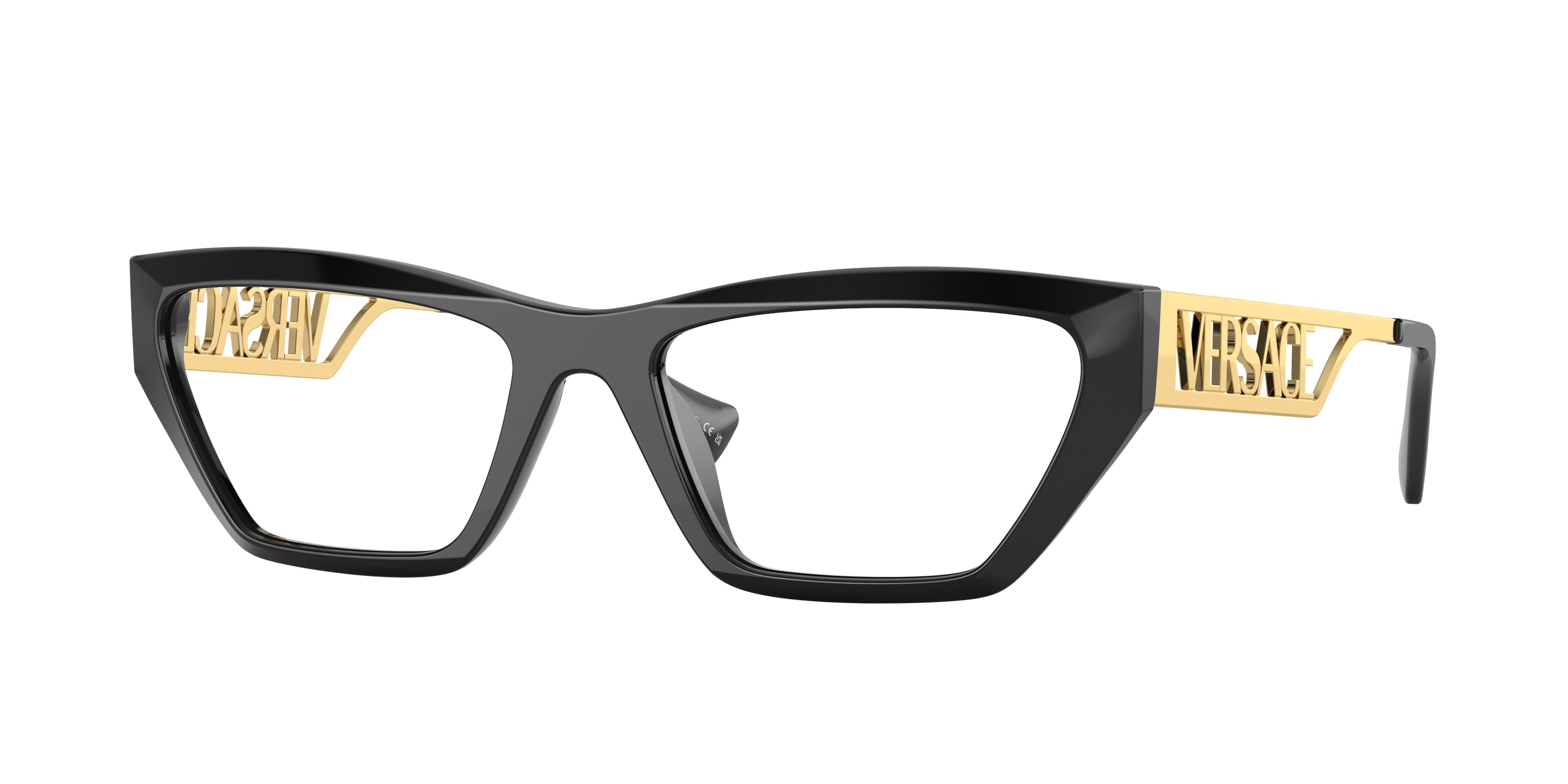 Versace VE3327U Irregular Eyeglasses GB1-Black 55-145-18 - Color Map Black