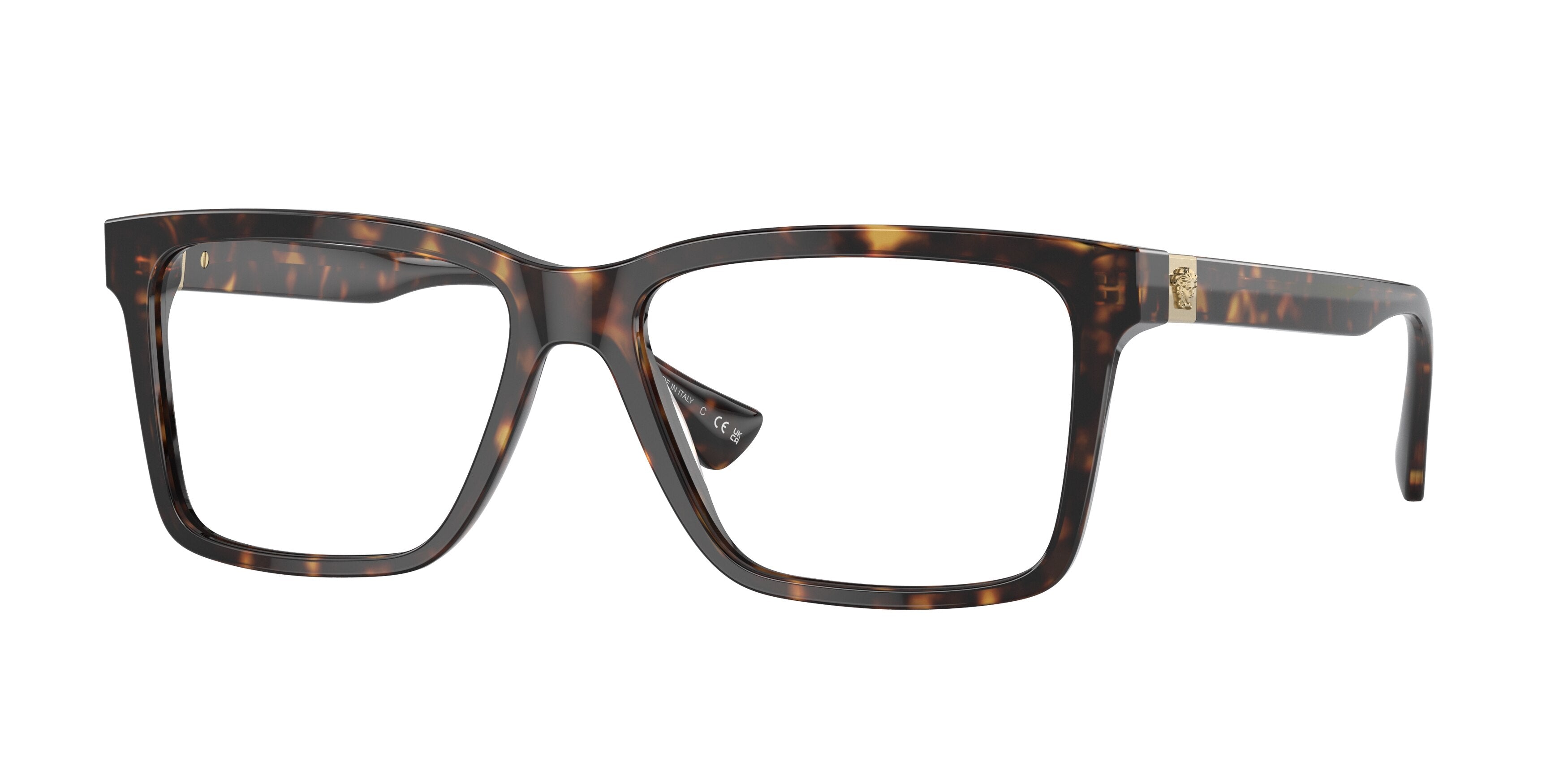 Versace VE3328F Rectangle Eyeglasses 108-Havana 56-150-16 - Color Map Tortoise