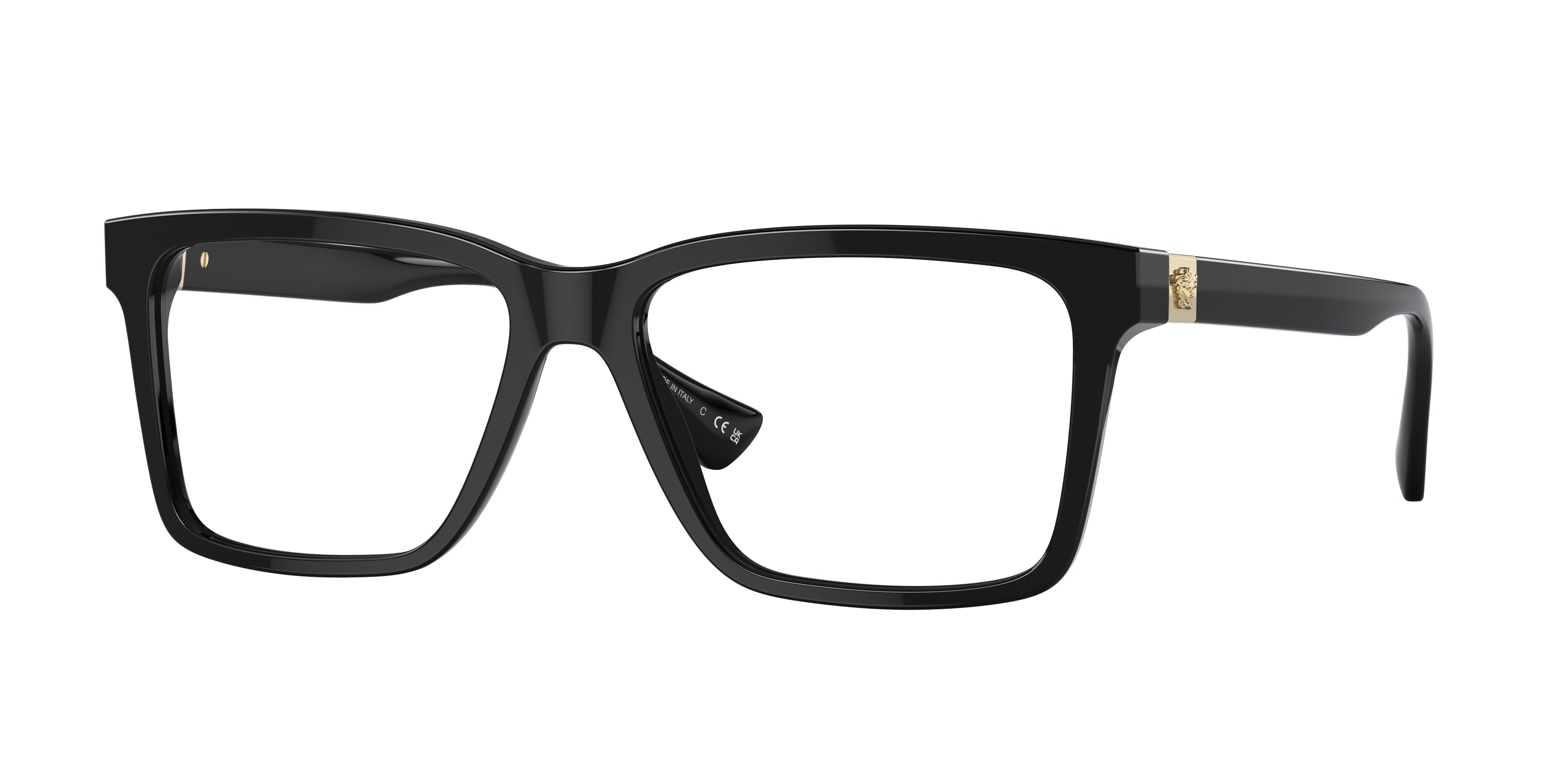 Versace VE3328F Rectangle Eyeglasses GB1-Black 56-150-16 - Color Map Black