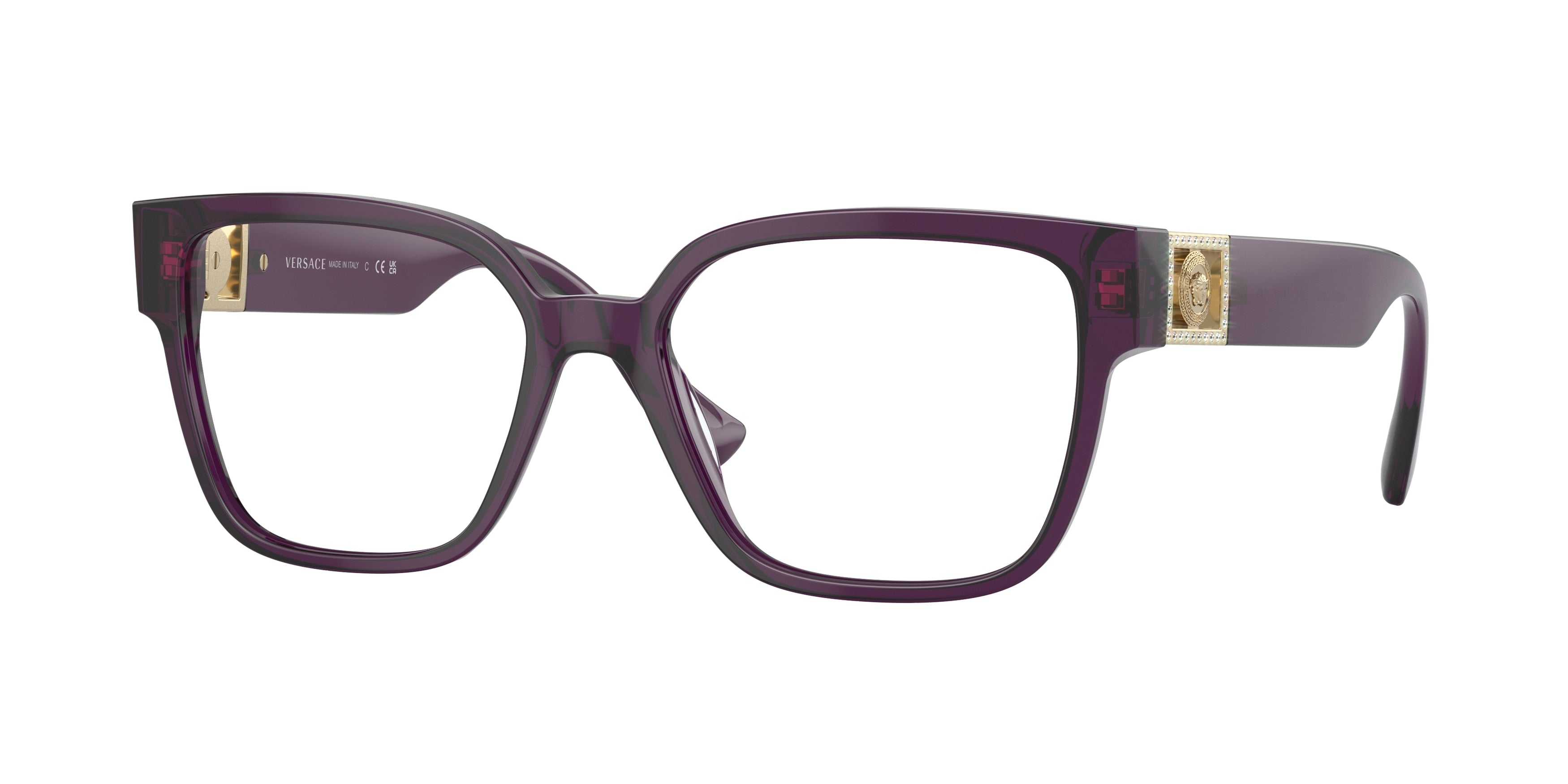 Versace VE3329B Square Eyeglasses 5384-Transparent Plum 54-145-17 - Color Map Violet