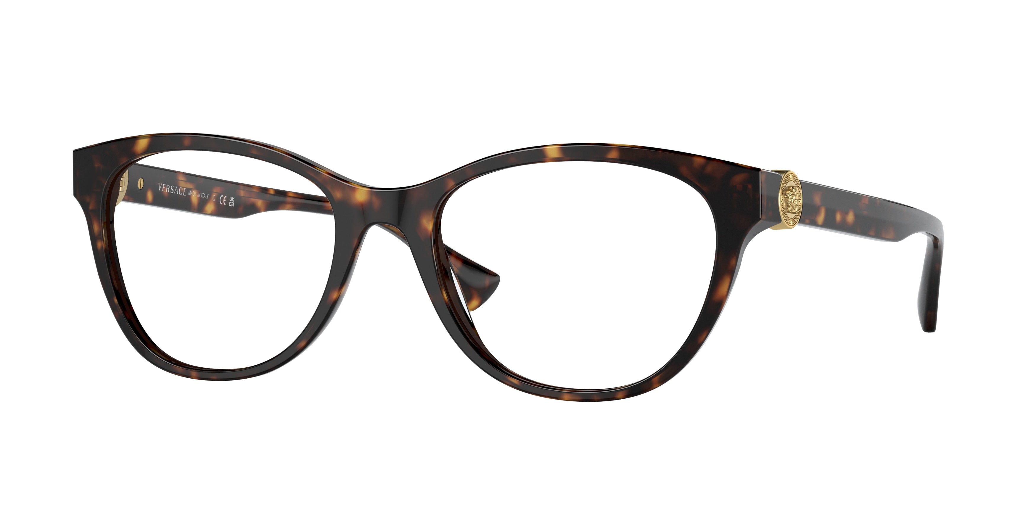 Versace VE3330 Cat Eye Eyeglasses 108-Havana 55-145-19 - Color Map Tortoise
