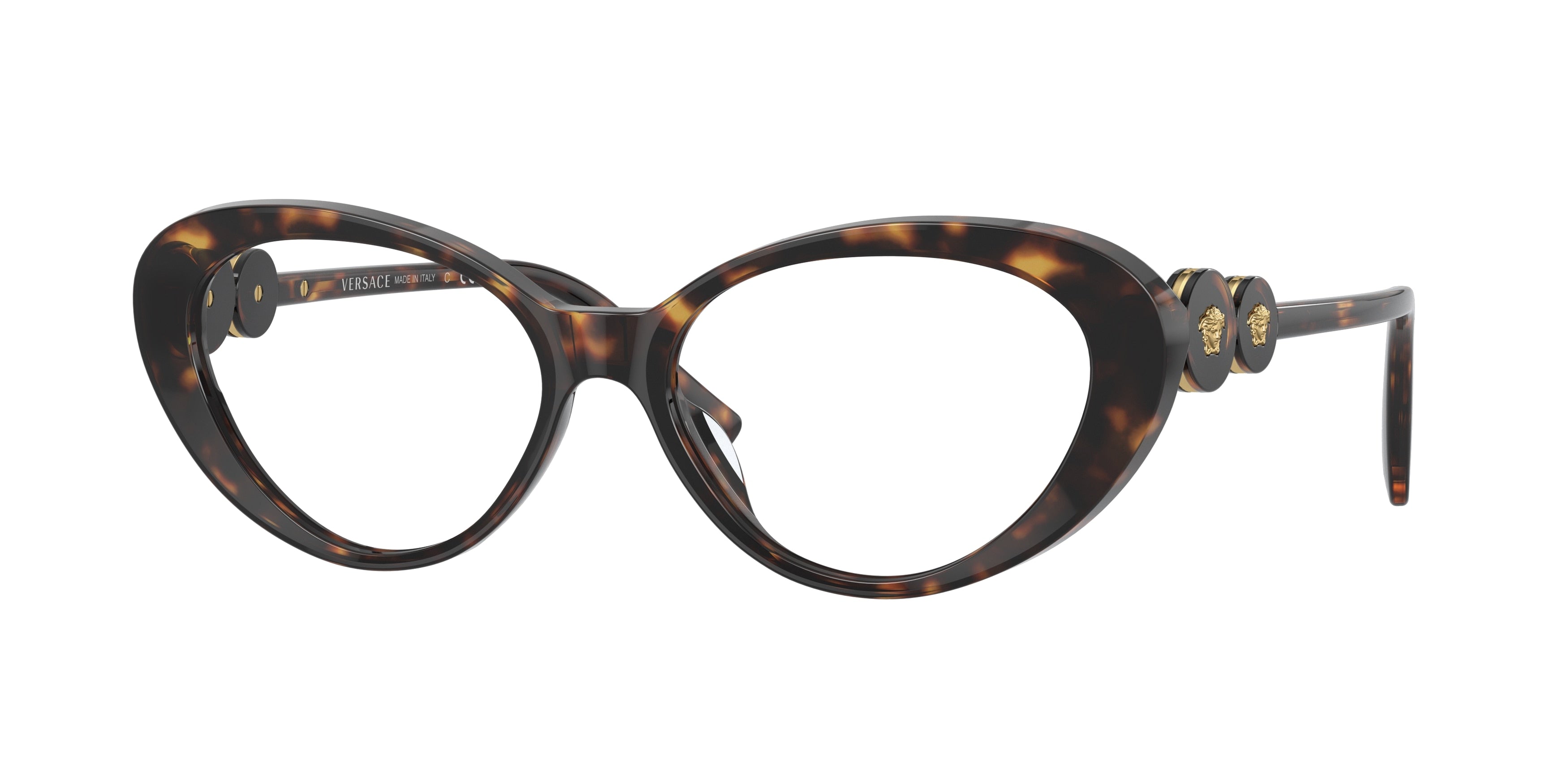 Versace VE3331U Cat Eye Eyeglasses  108-Havana 55-140-16 - Color Map Tortoise