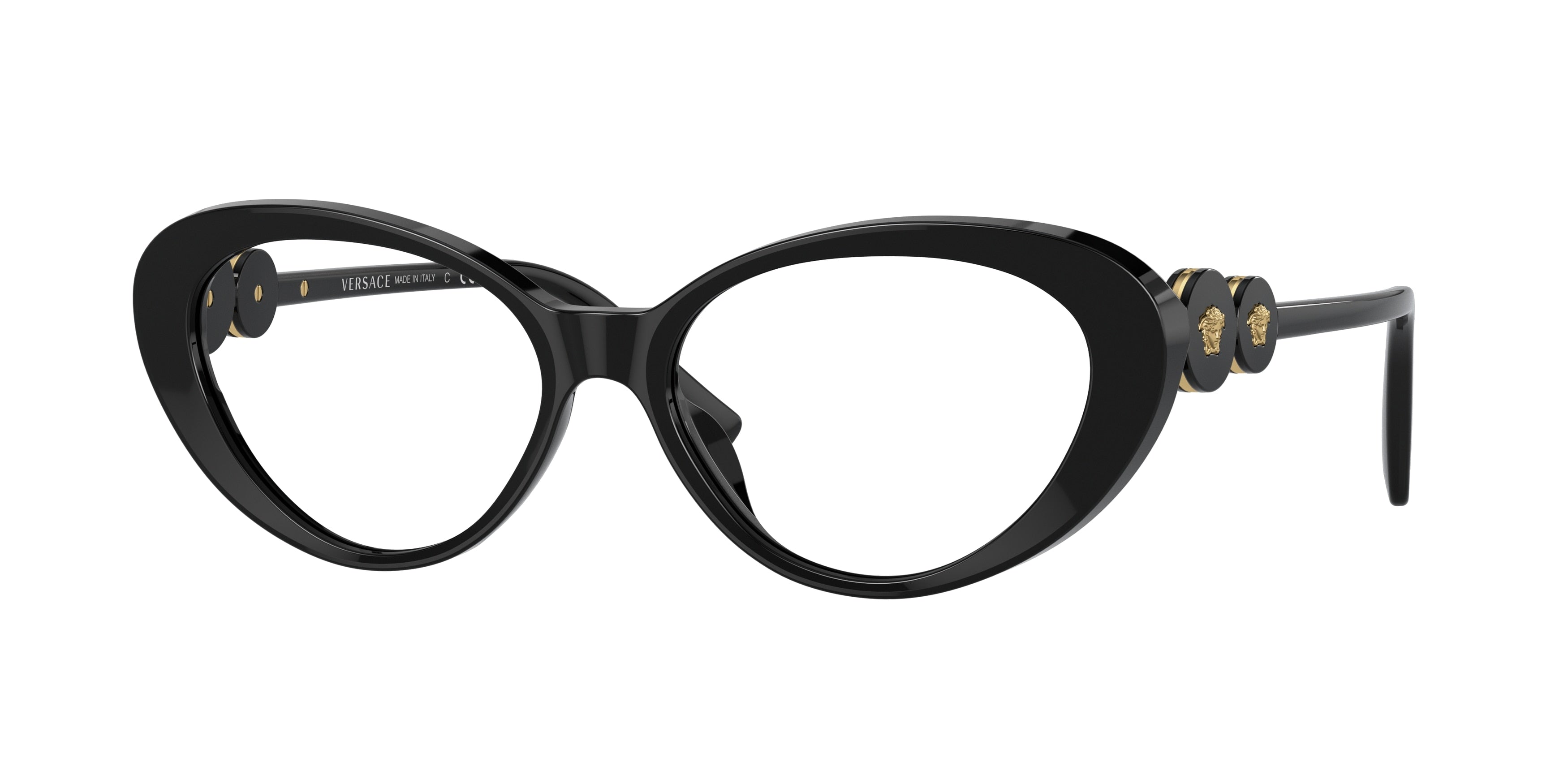 Versace VE3331U Cat Eye Eyeglasses GB1-Black 55-140-16 - Color Map Black