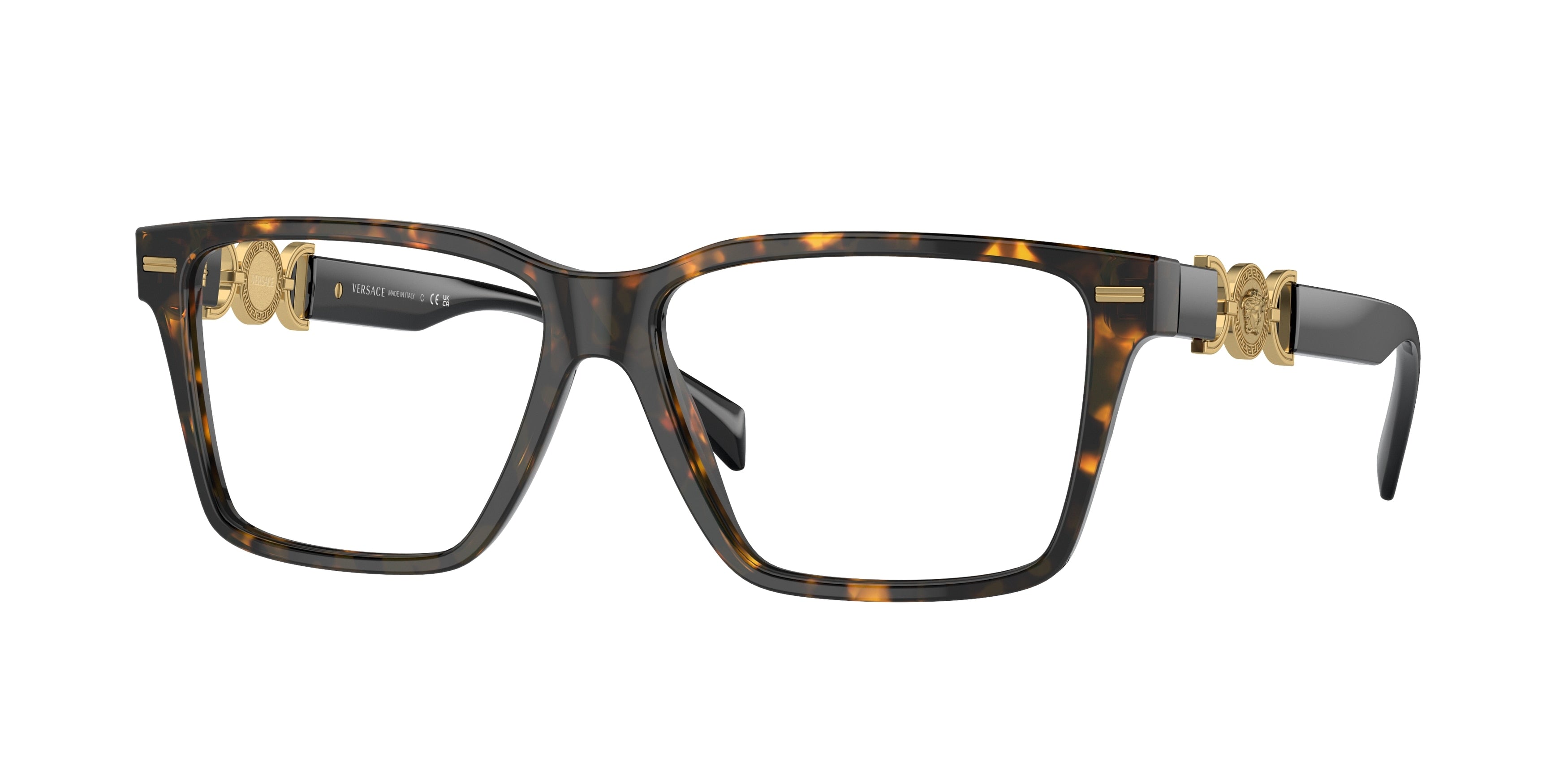 Versace VE3335 Rectangle Eyeglasses  5404-Havana 54-140-14 - Color Map Tortoise
