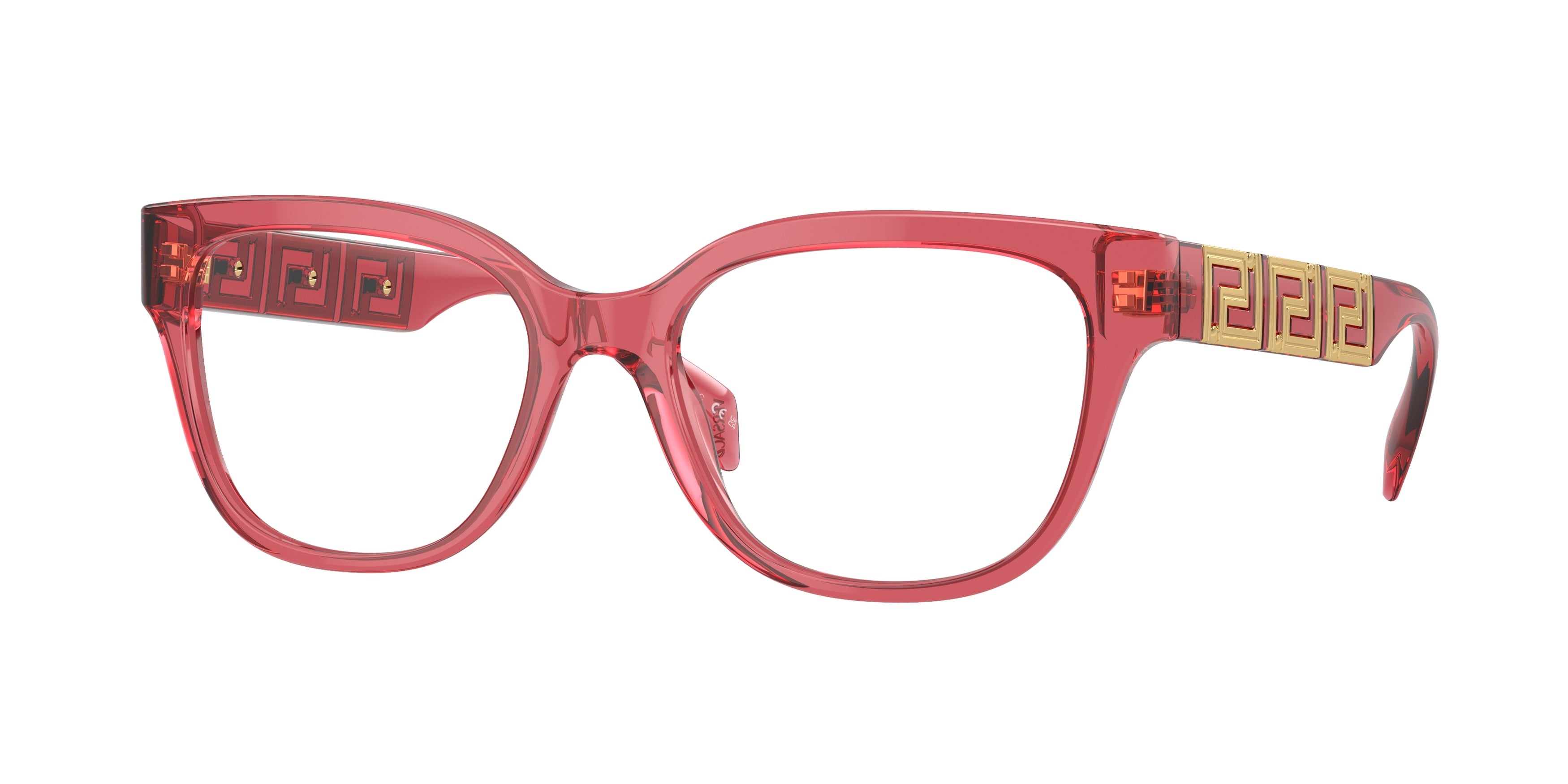 Versace VE3338 Pillow Eyeglasses 5409-Transparent Red 54-140-18 - Color Map Red