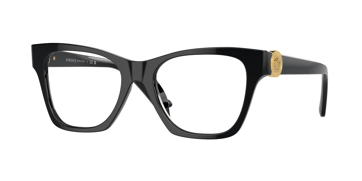 Versace VE3341U Irregular Eyeglasses GB1-Black 52-145-18 - Color Map Black