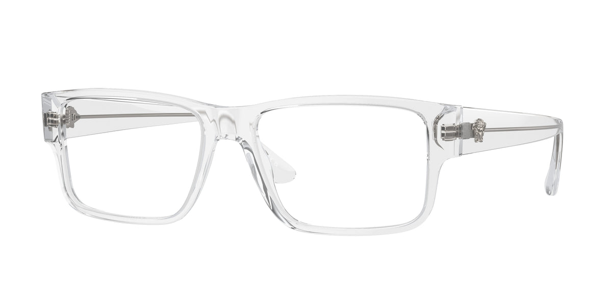 Versace VE3342 Rectangle Eyeglasses 148-Crystal 57-150-17 - Color Map Transparent