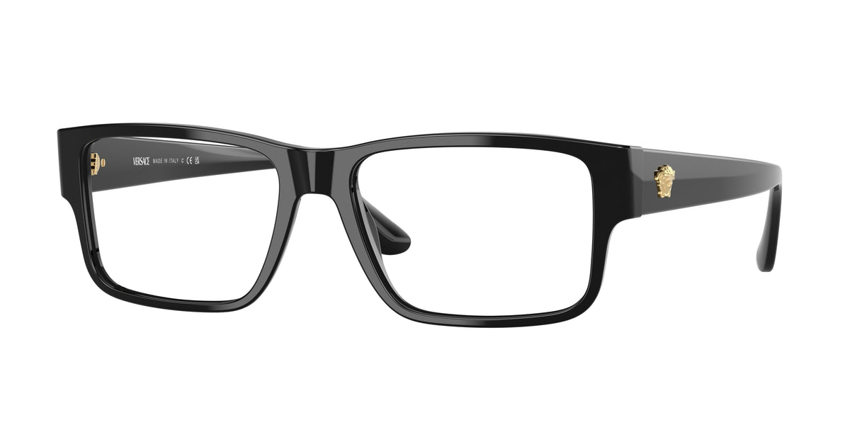 Versace VE3342 Rectangle Eyeglasses 5360-Black 57-150-17 - Color Map Black
