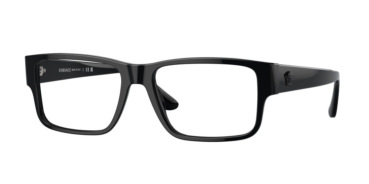 Versace VE3342 Rectangle Eyeglasses GB1-Black 57-150-17 - Color Map Black